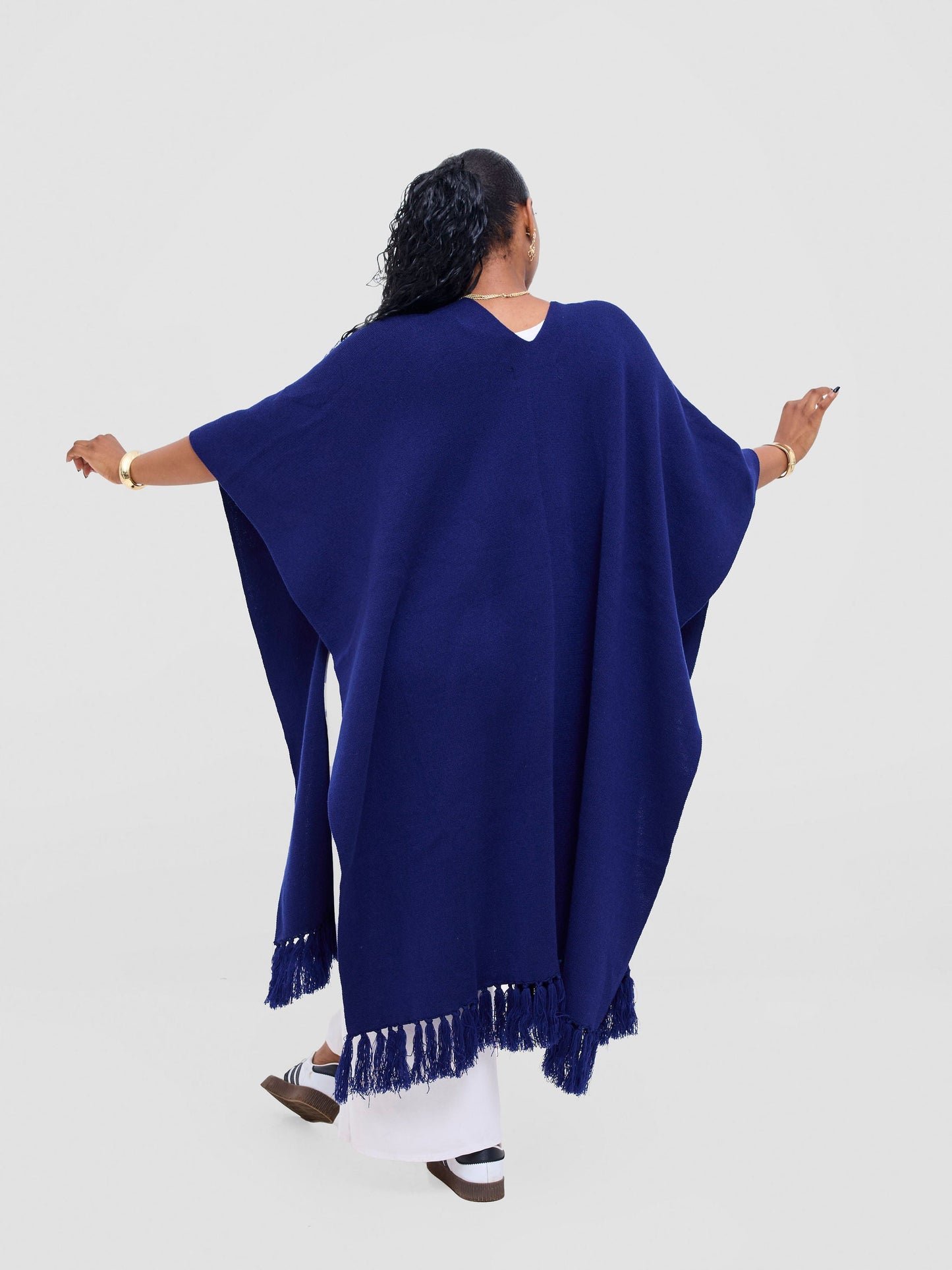 Vivo Basic Double Layered Wrap Poncho - Light Navy Blue
