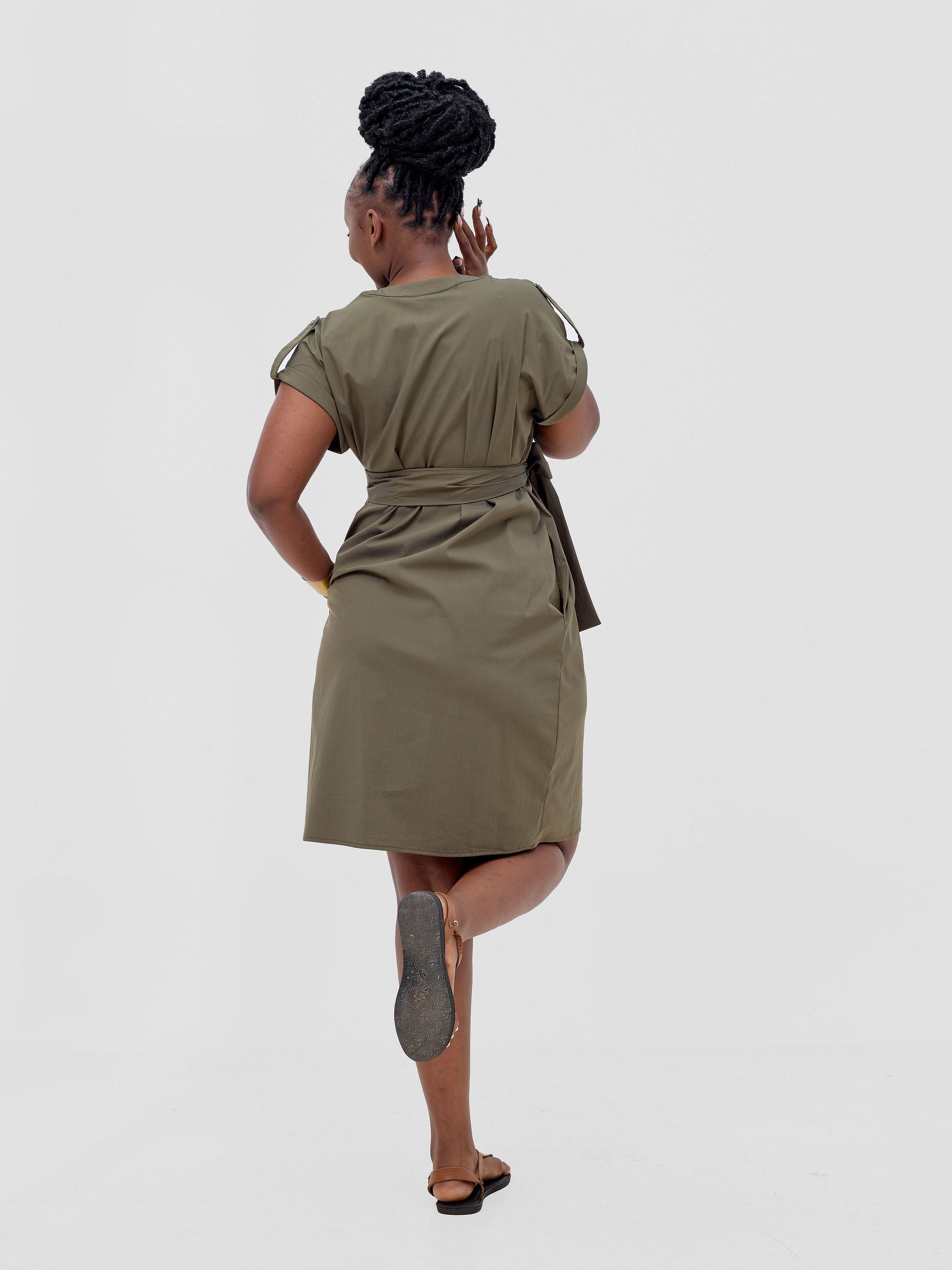 Safari Zene Drop Shoulder Above Knee Dress - Hunters Green