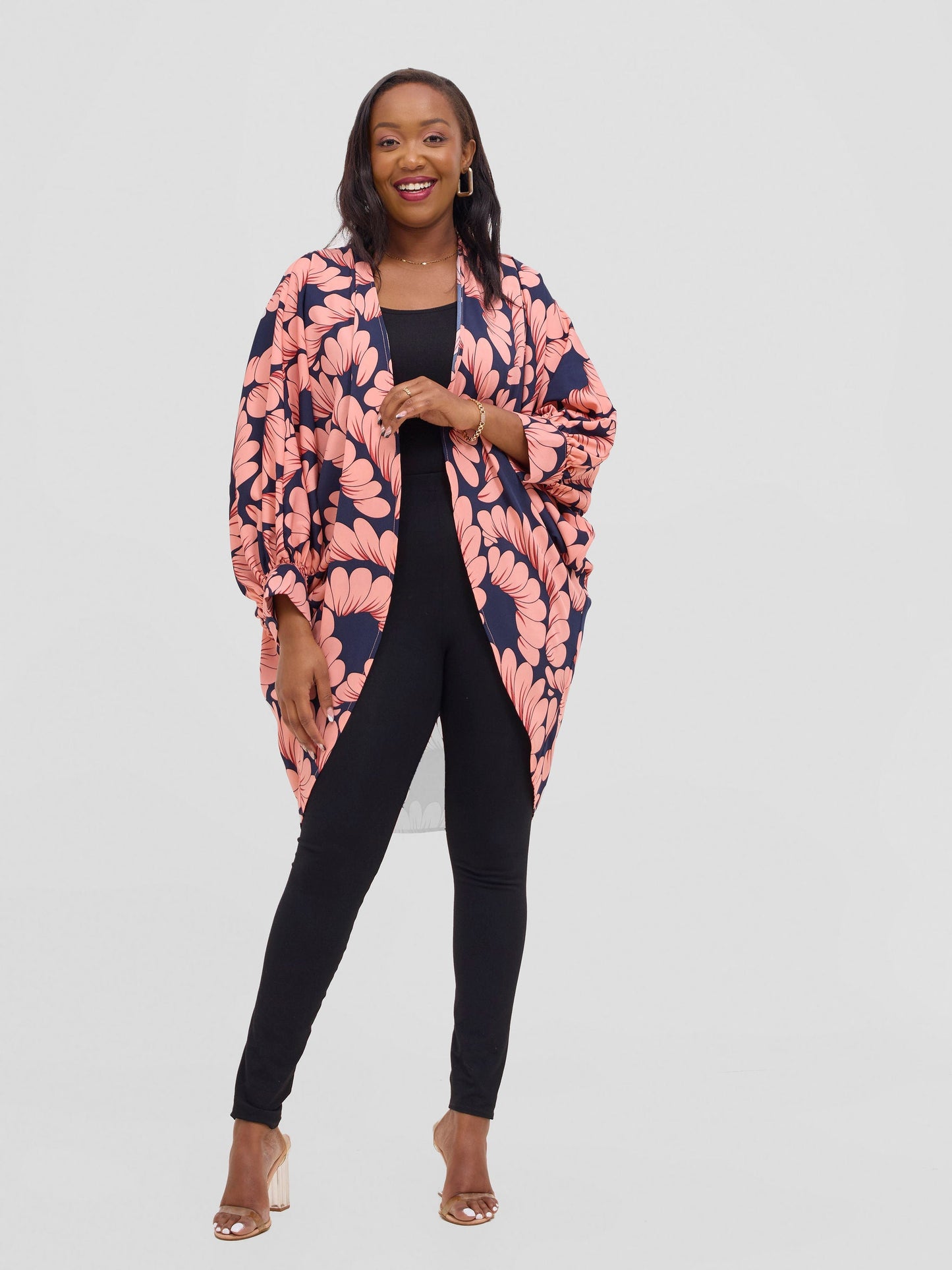 Vivo Pelia Butterfly Kimono - Navy / Peach Print