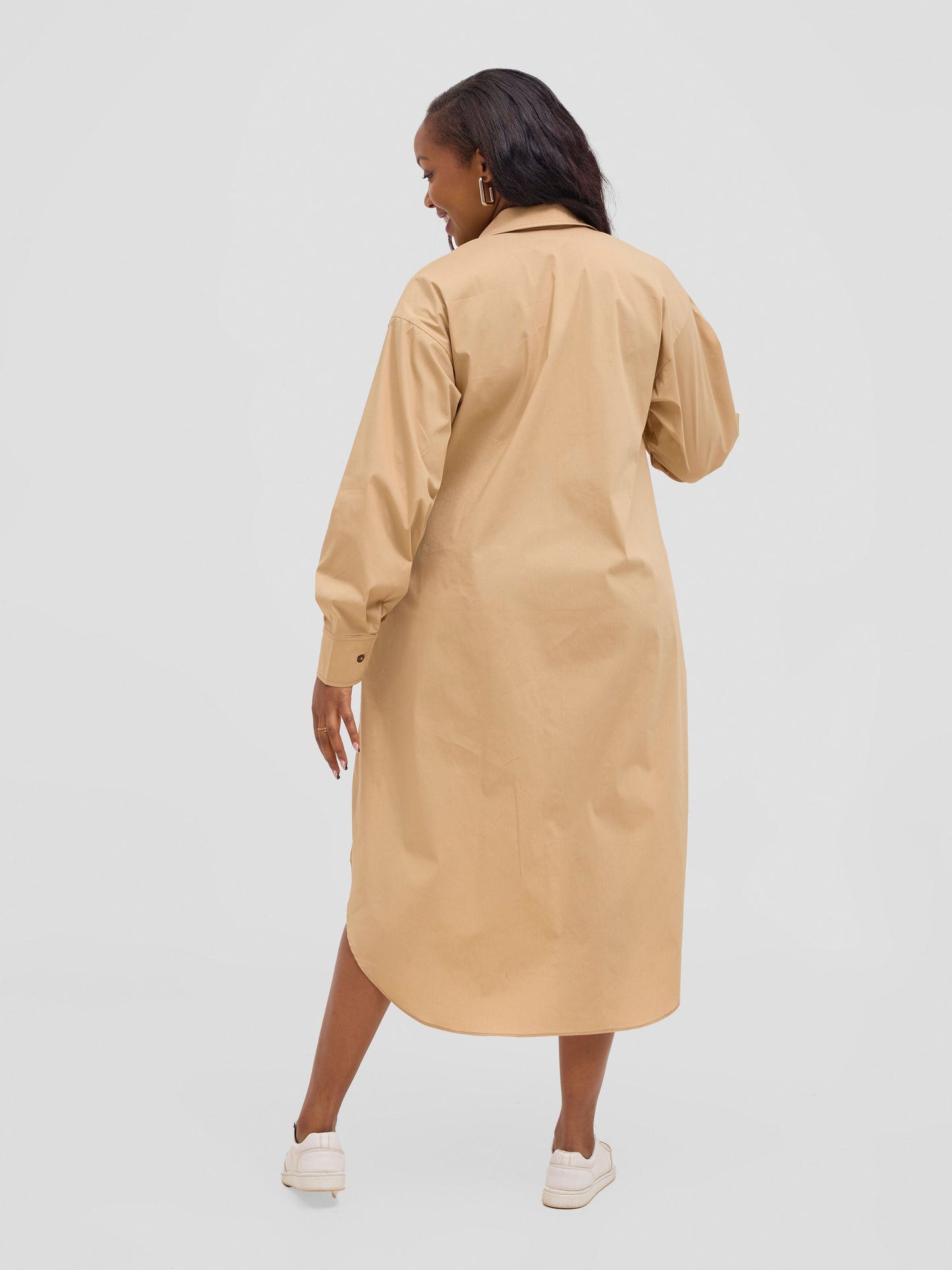 Safari Mansi Bishop Sleeve Shacket - Taupe