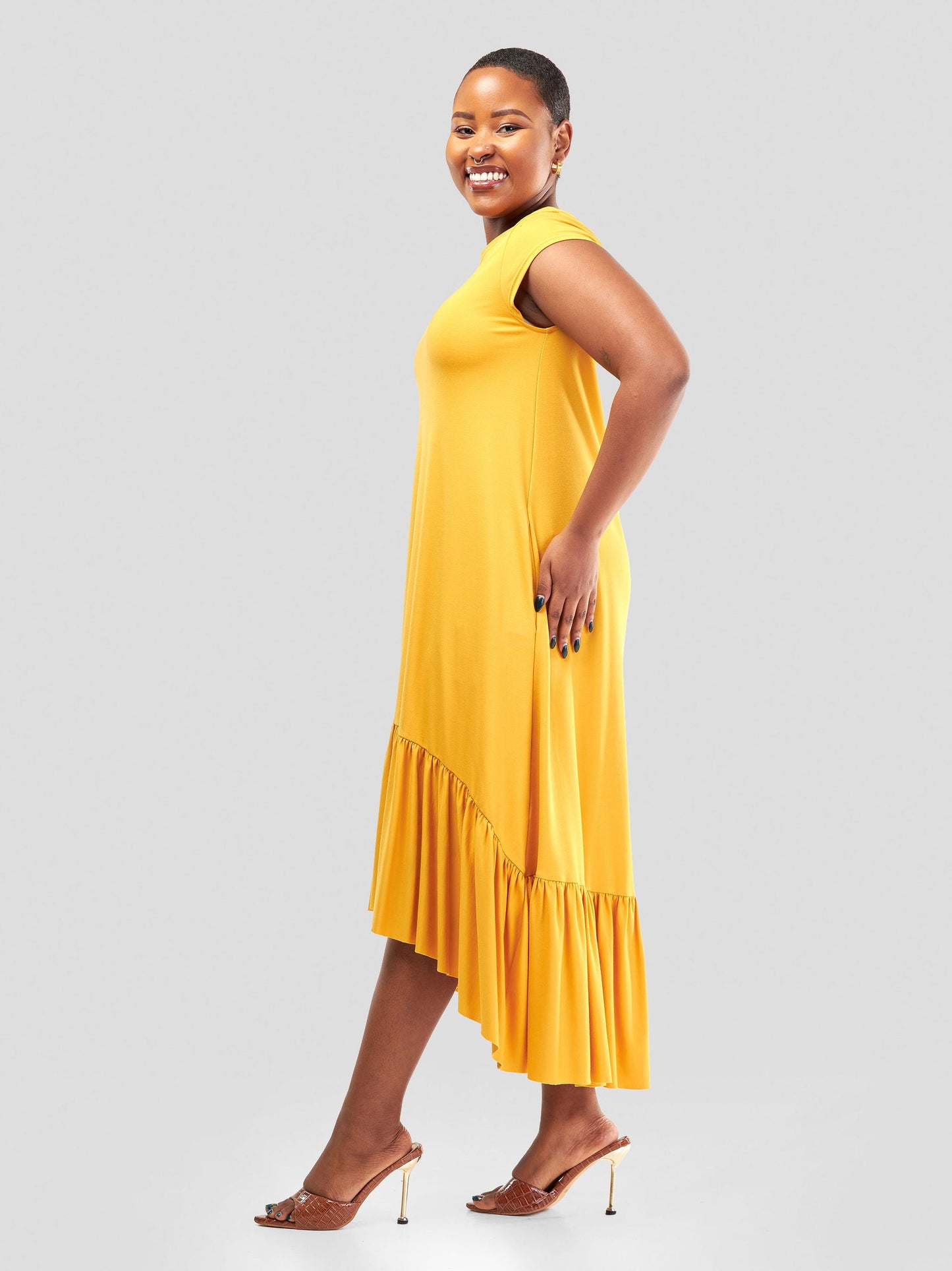 Vivo Lindi High Low Dress - Mustard