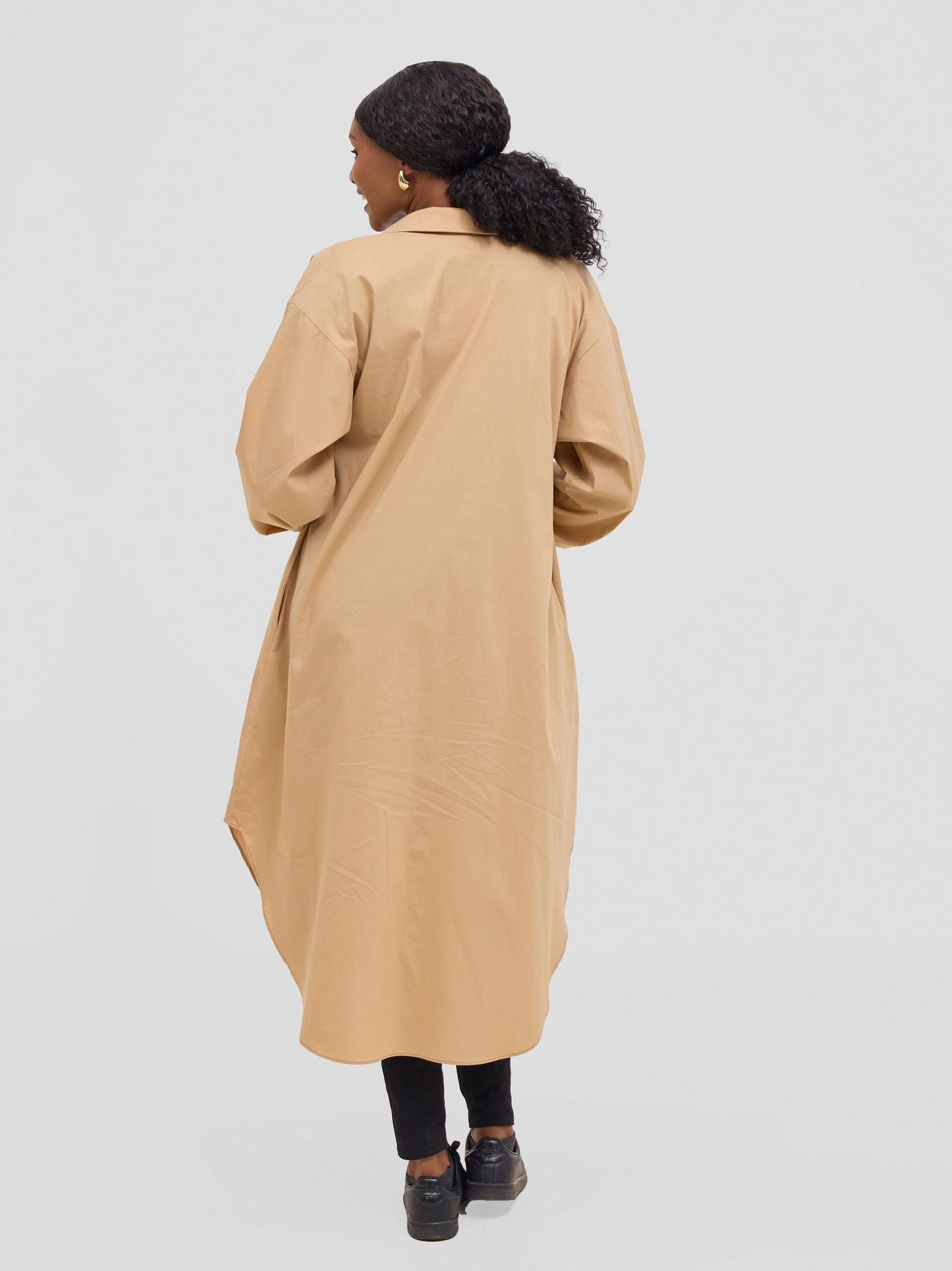 Safari Mansi Bishop Sleeve Shacket - Taupe