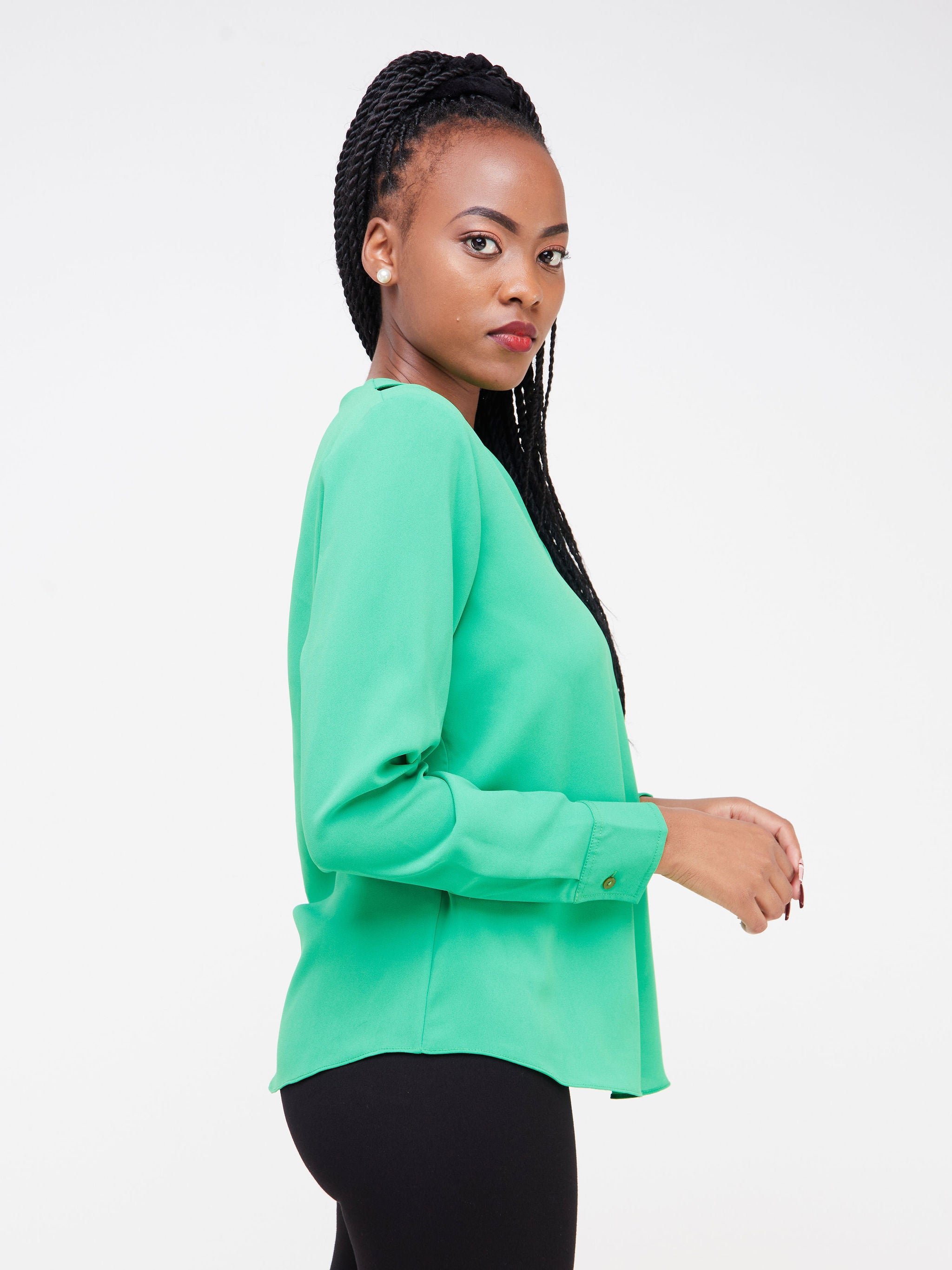 Vivo Nasara Shoulder Cut Out Top - Green