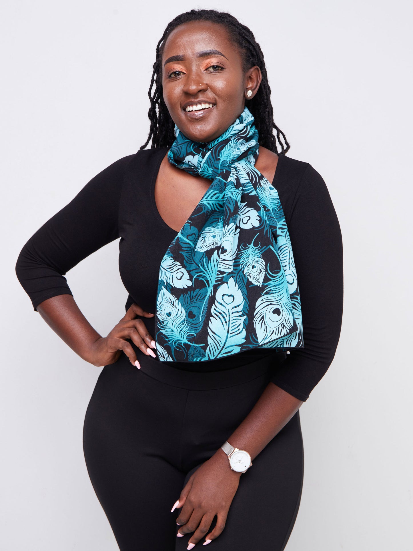 Vivo Basic Crepe Scarf - Sea Green Floral Print