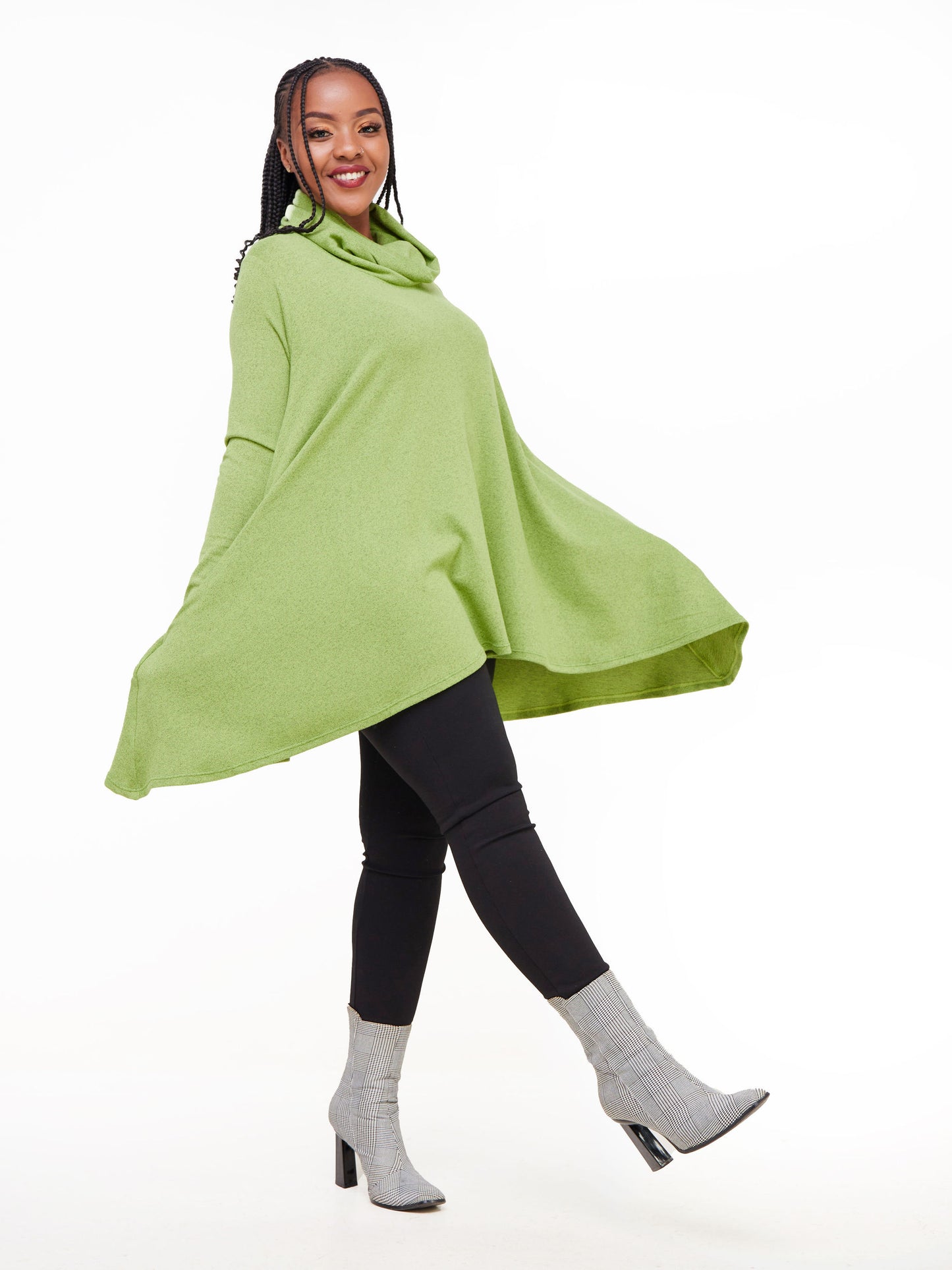 Vivo Basic Imelda Cowl Sweater - Olive Green