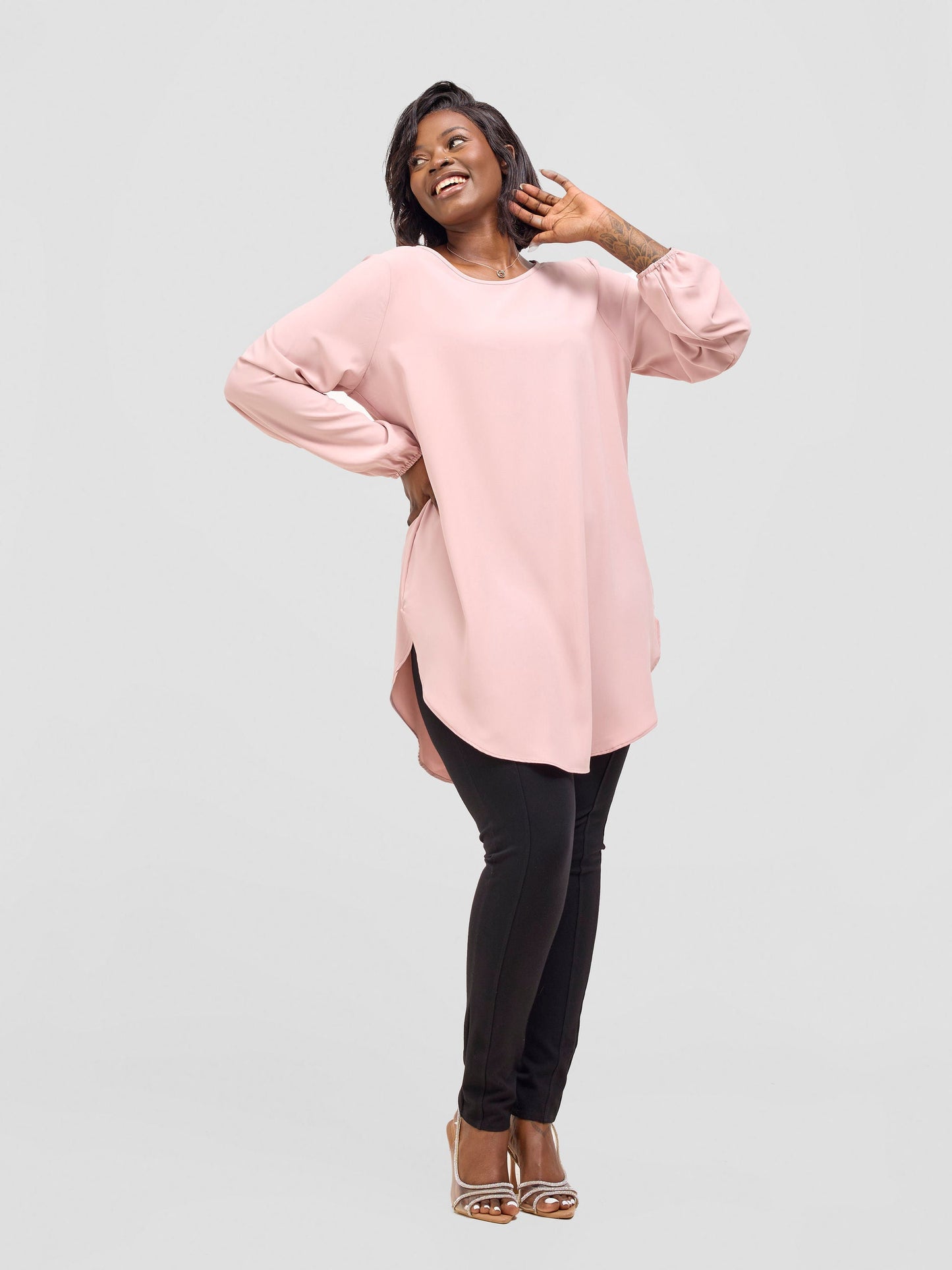 Vivo Basic Tsavo Scalloped Chiffon Top - Taupe