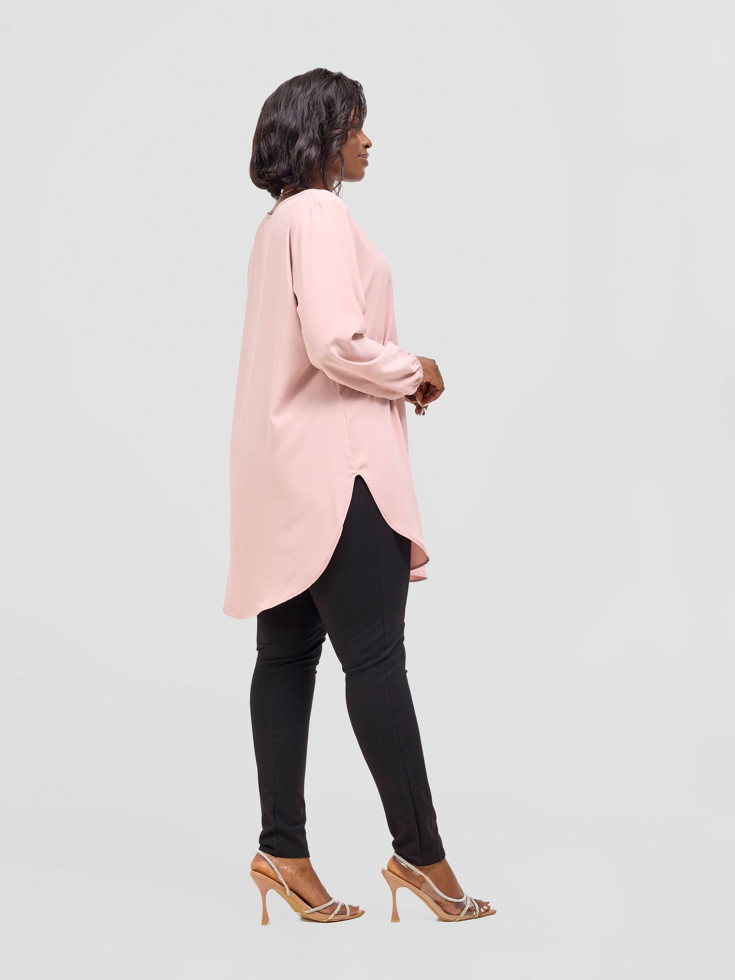Vivo Basic Tsavo Scalloped Chiffon Top - Taupe