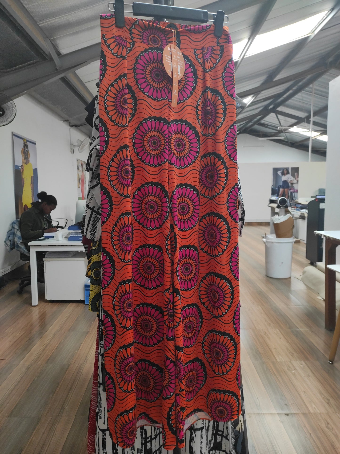 Vivo Lani High Waist Wide Leg Pants - Orange / Pink Floral Print