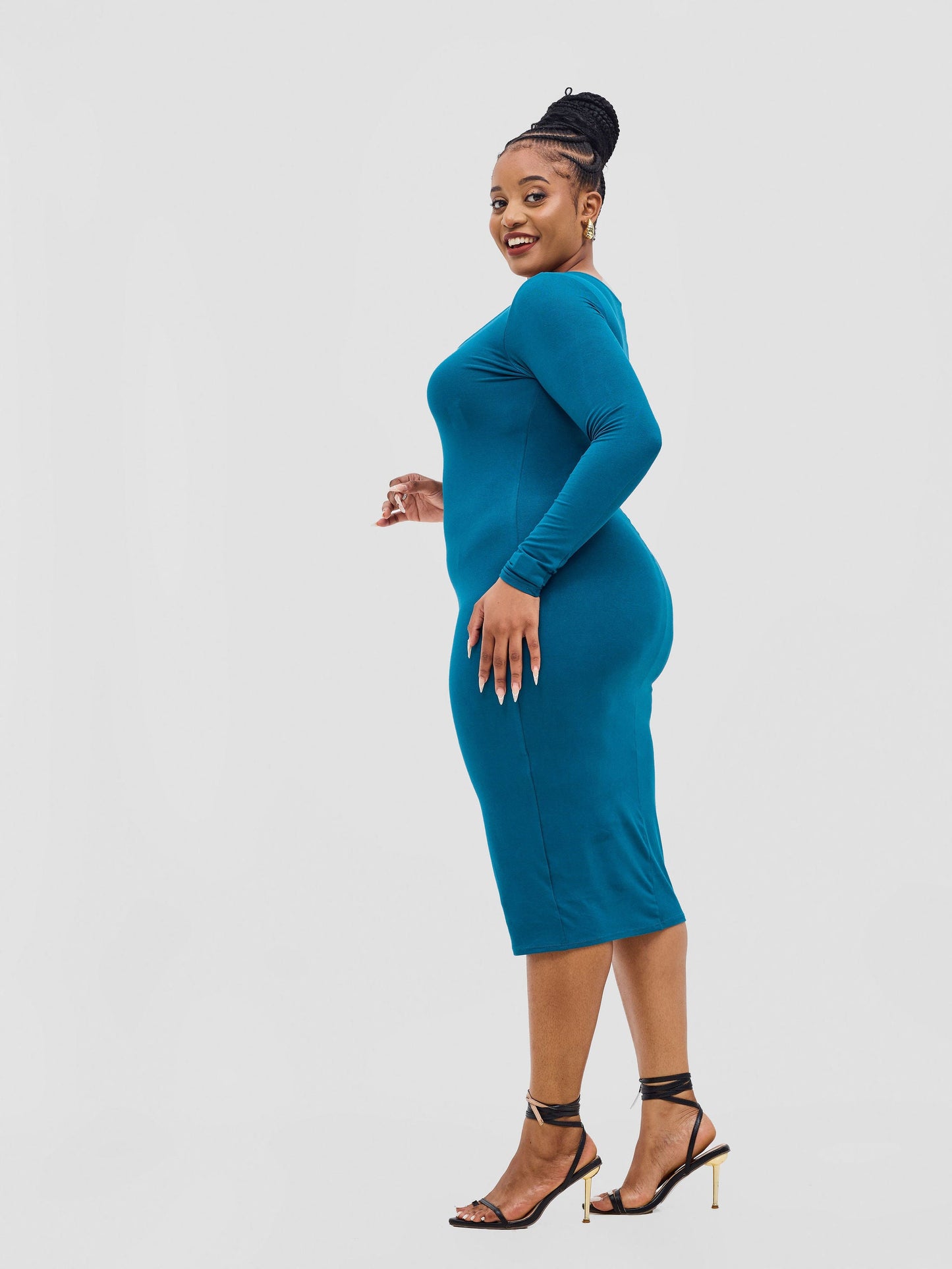 Vivo Basic Long Sleeved Double Layered Bodycon - Teal