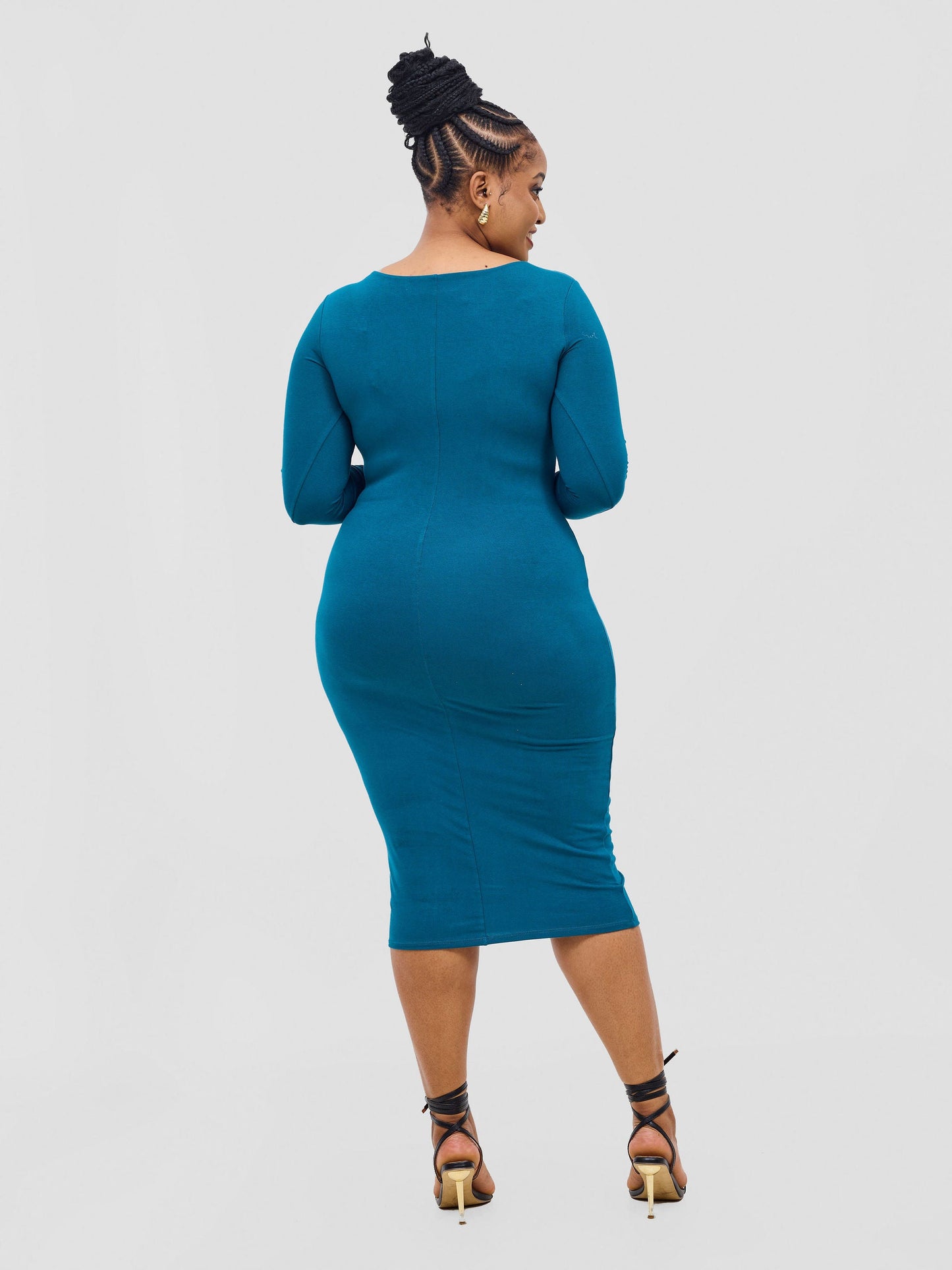 Vivo Basic Long Sleeved Double Layered Bodycon - Teal