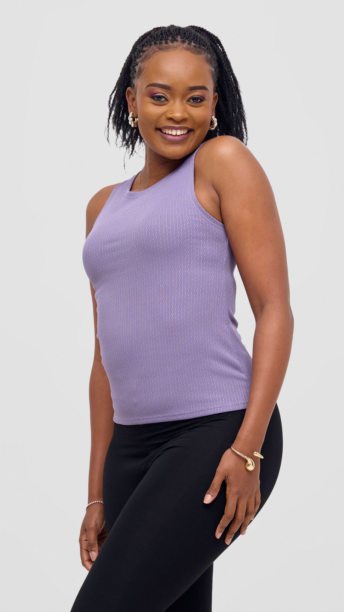 Vivo Chela Tank Top in Stretch Rib - Lilac