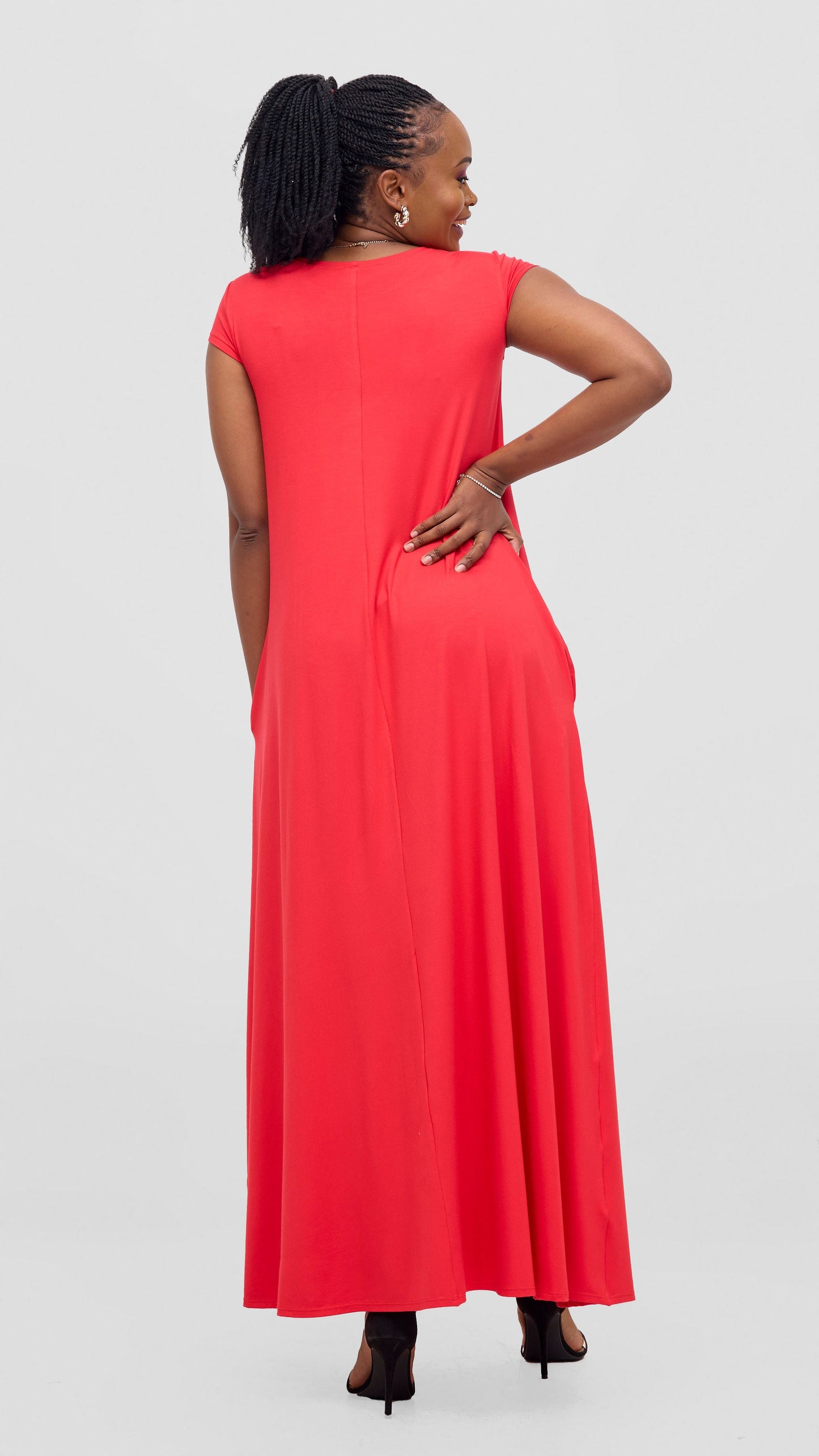 Vivo Leila Cap Sleeve Tent Maxi Dress - Red