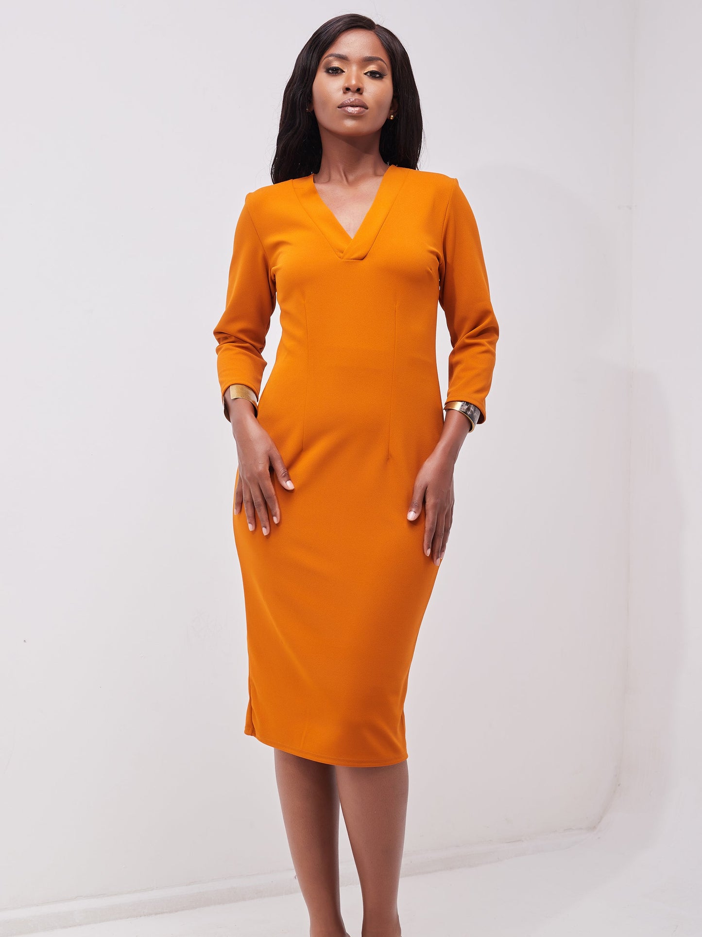 Vivo J.O V-Neck Sheath Dress - Light Mustard