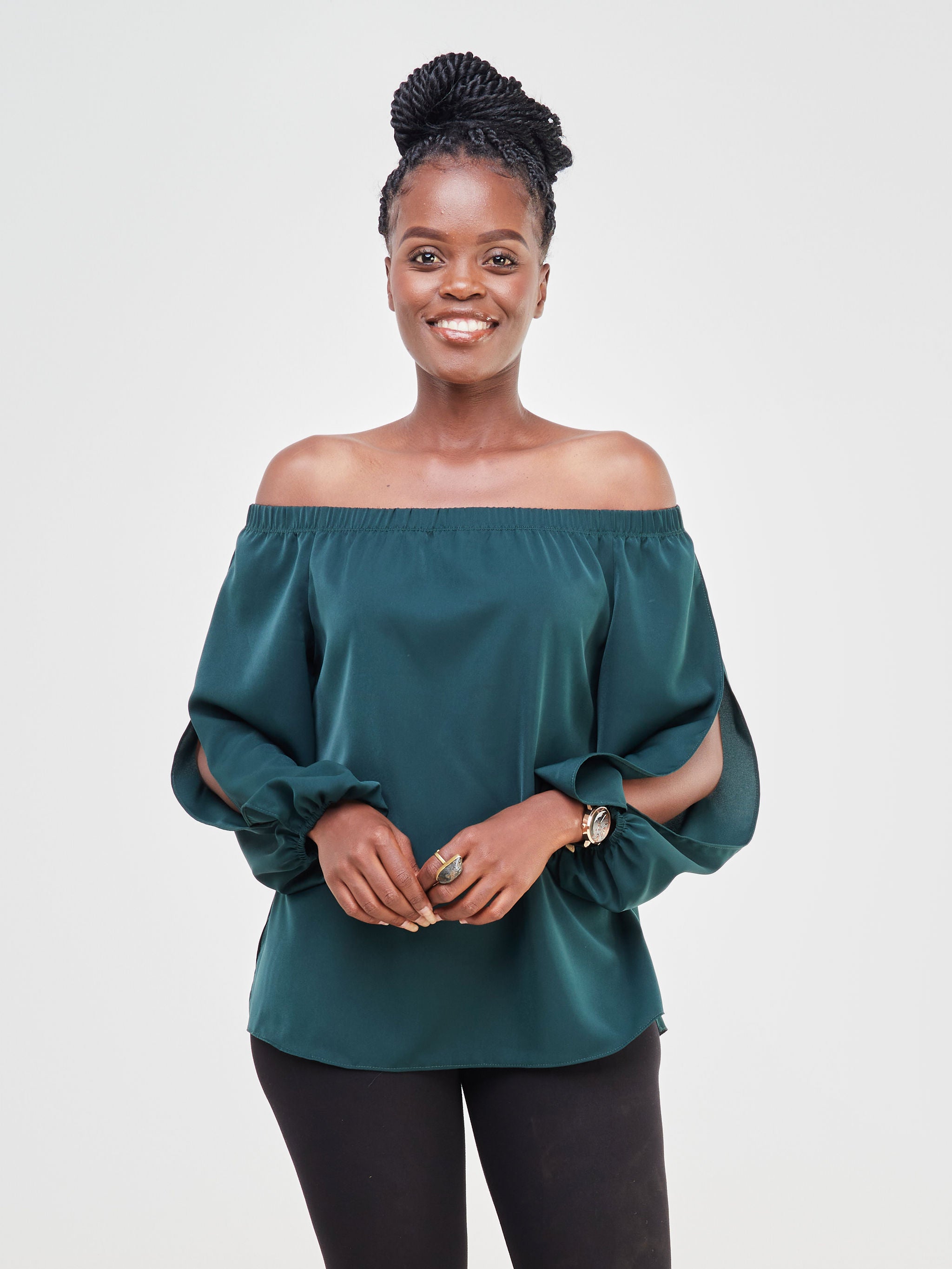 Vivo Yumi Off Shoulder Top - Dark Green