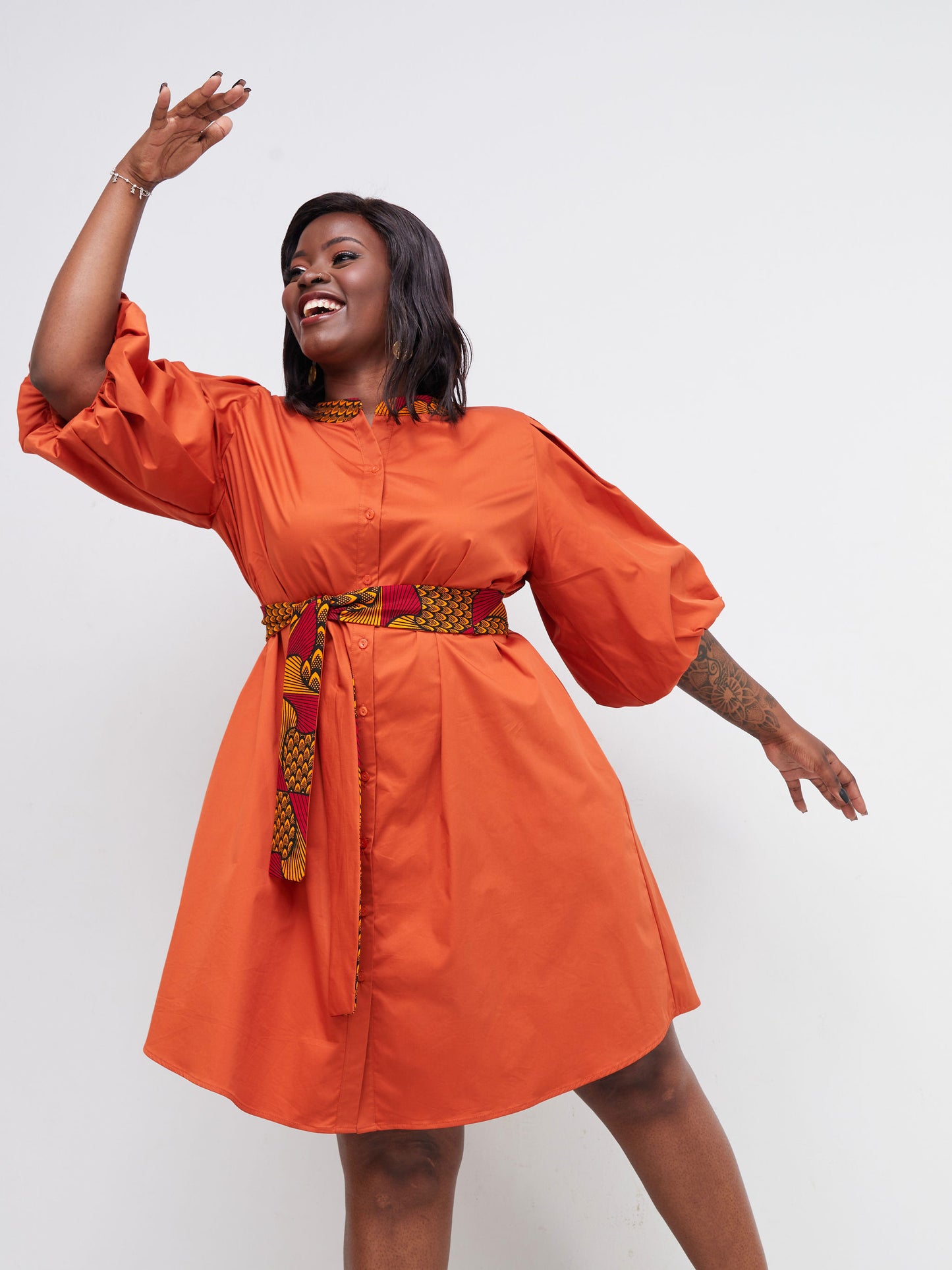 Safari Mali Bishop Sleeve Tent Dress - Rust