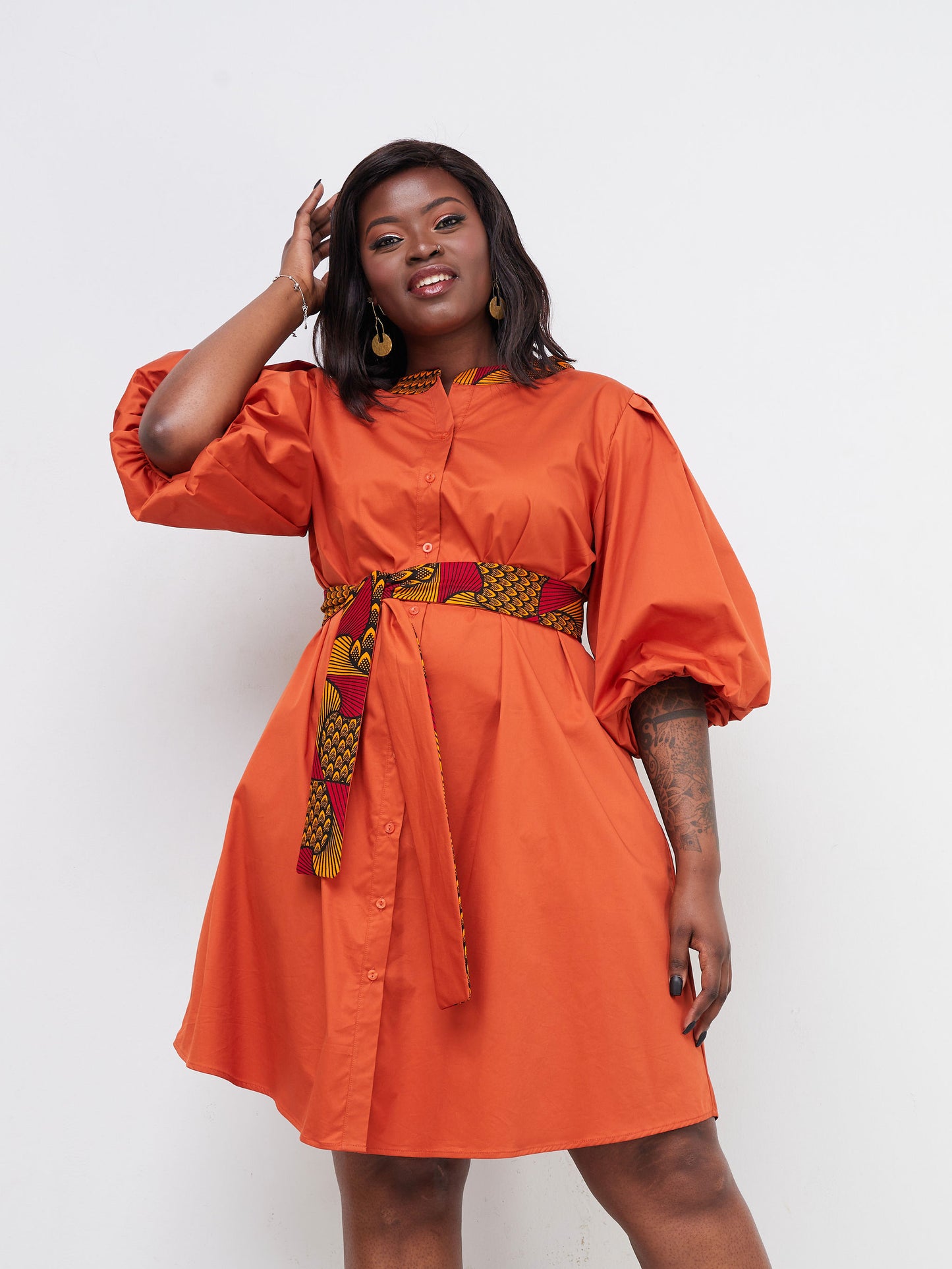Safari Mali Bishop Sleeve Tent Dress - Rust