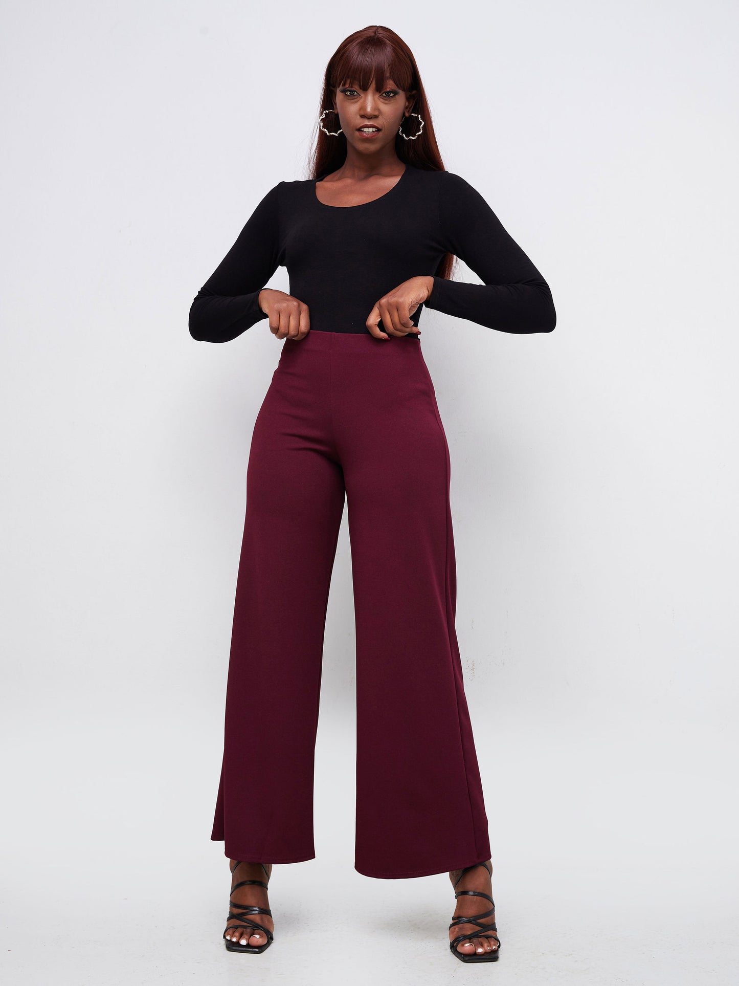 Vivo Dua Wide Leg Pants - Burgundy