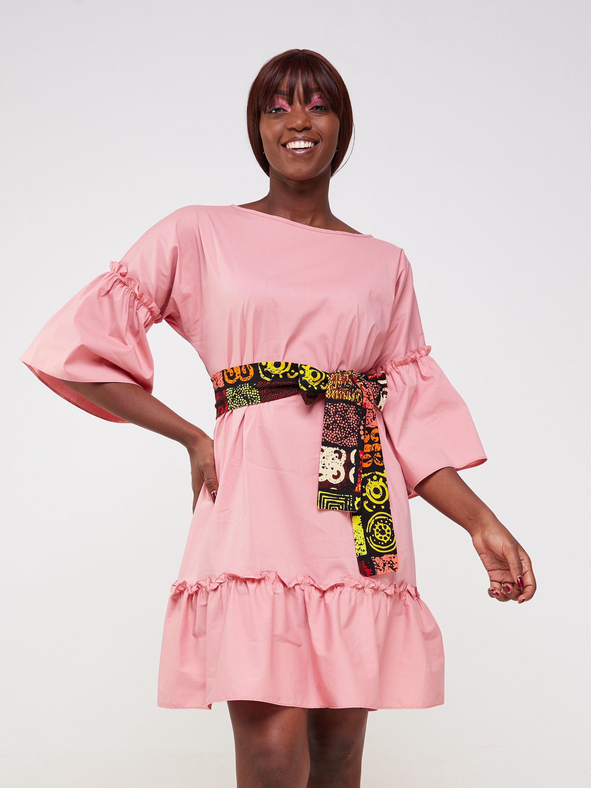 Safari Tawi Flounce Tent Dress - Peach