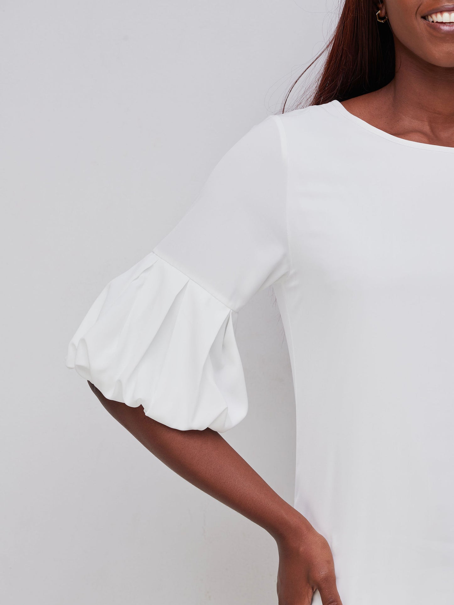 Vivo Puff Sleeve Sheath Dress - White