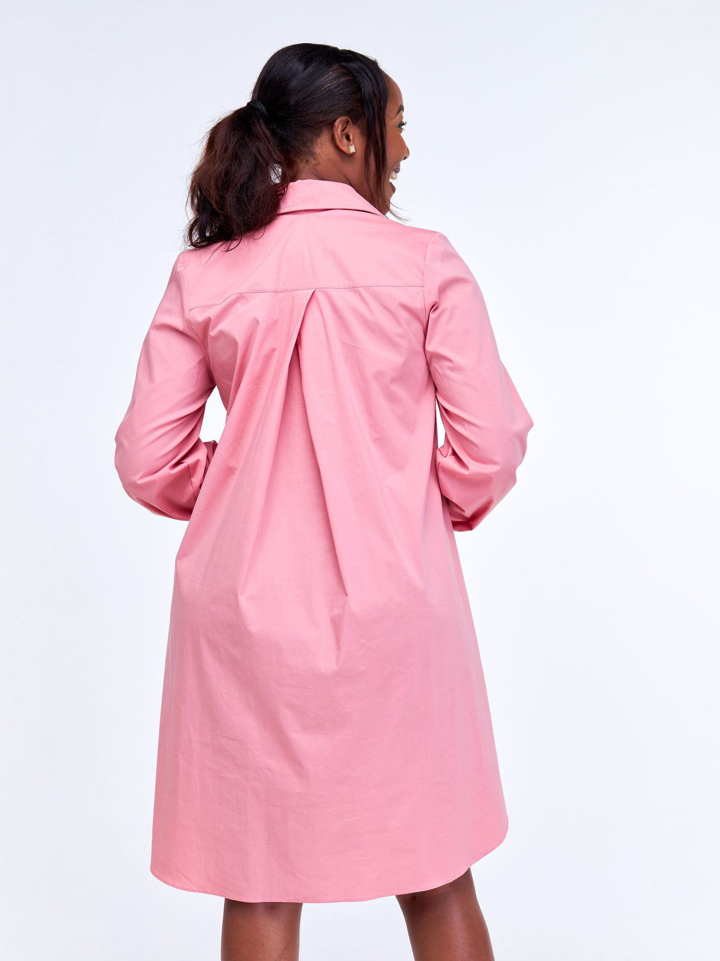 Safari Kaya Long Sleeve Shirt Dress - Peach
