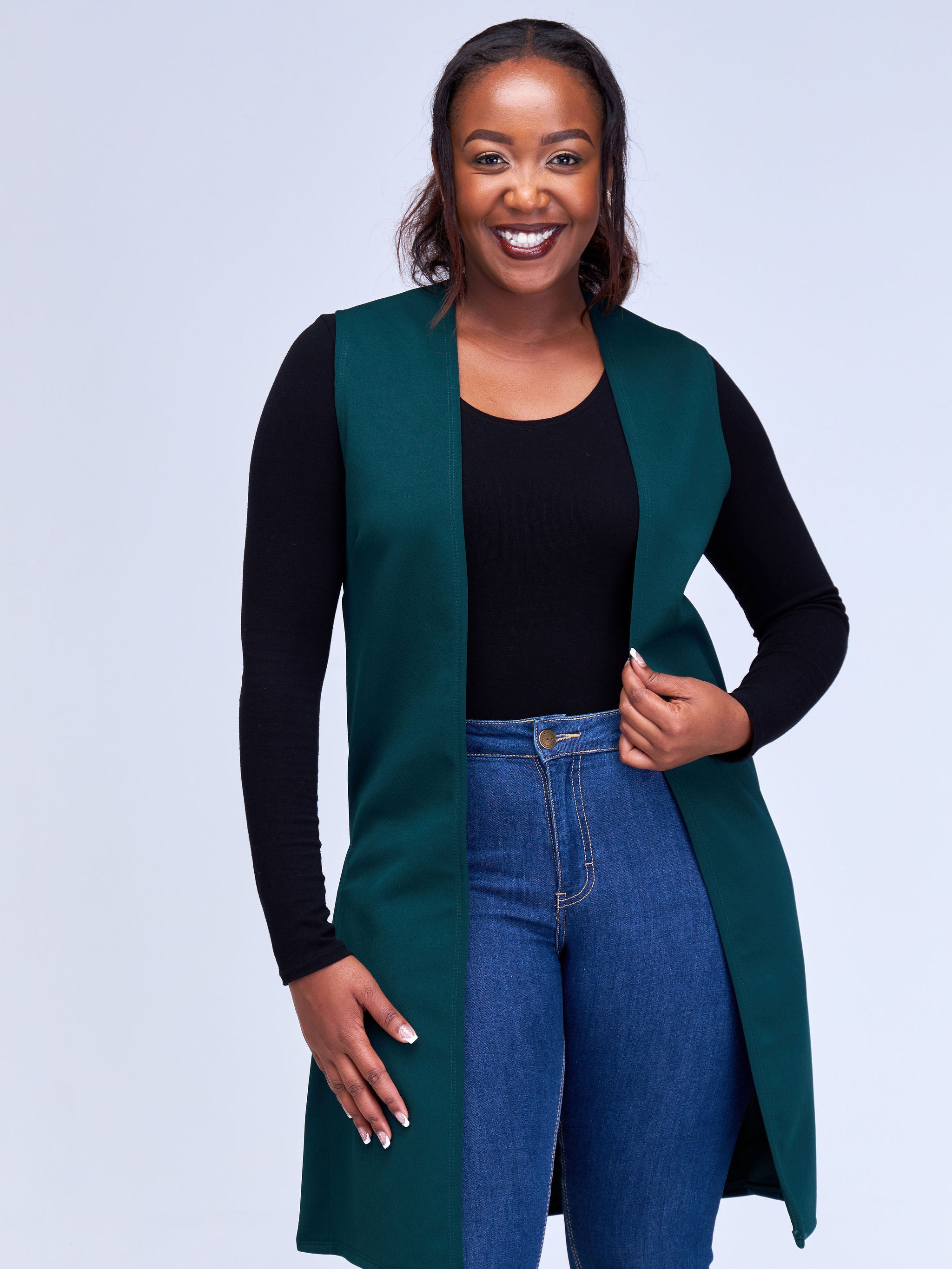 Vivo Hema Sleeveless Overcoat - Dark Green
