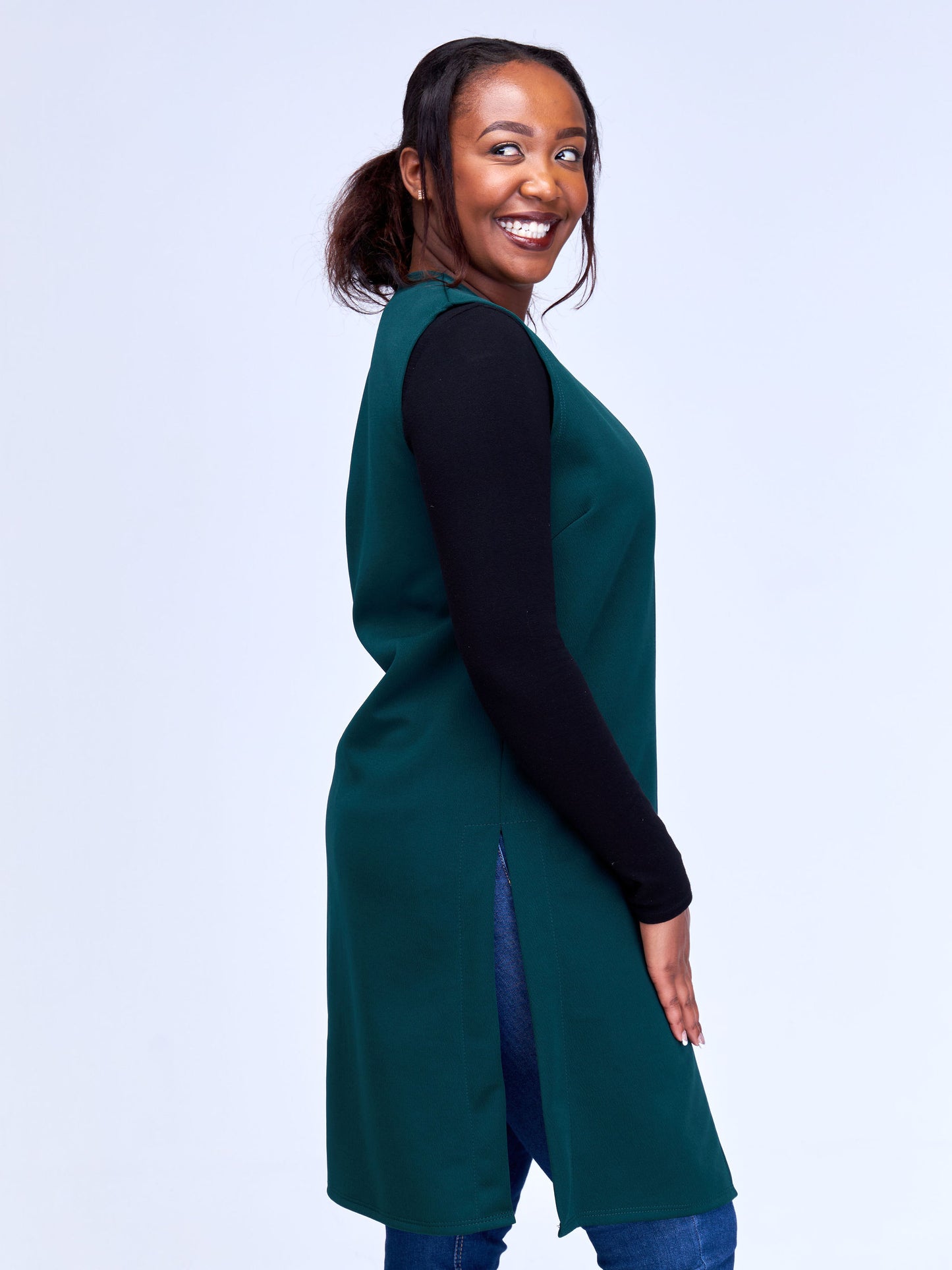 Vivo Hema Sleeveless Overcoat - Dark Green