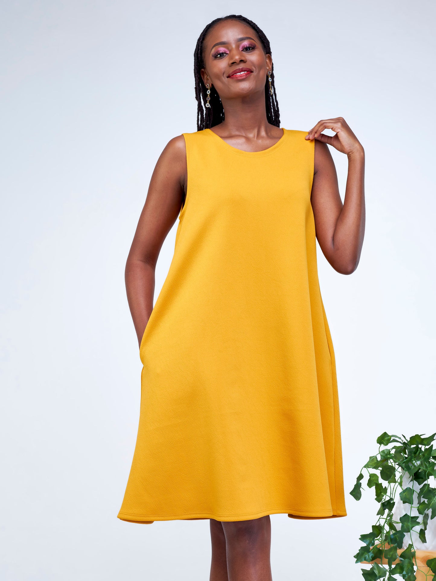 Vivo Hema Sleeveless Tent Dress - Mustard