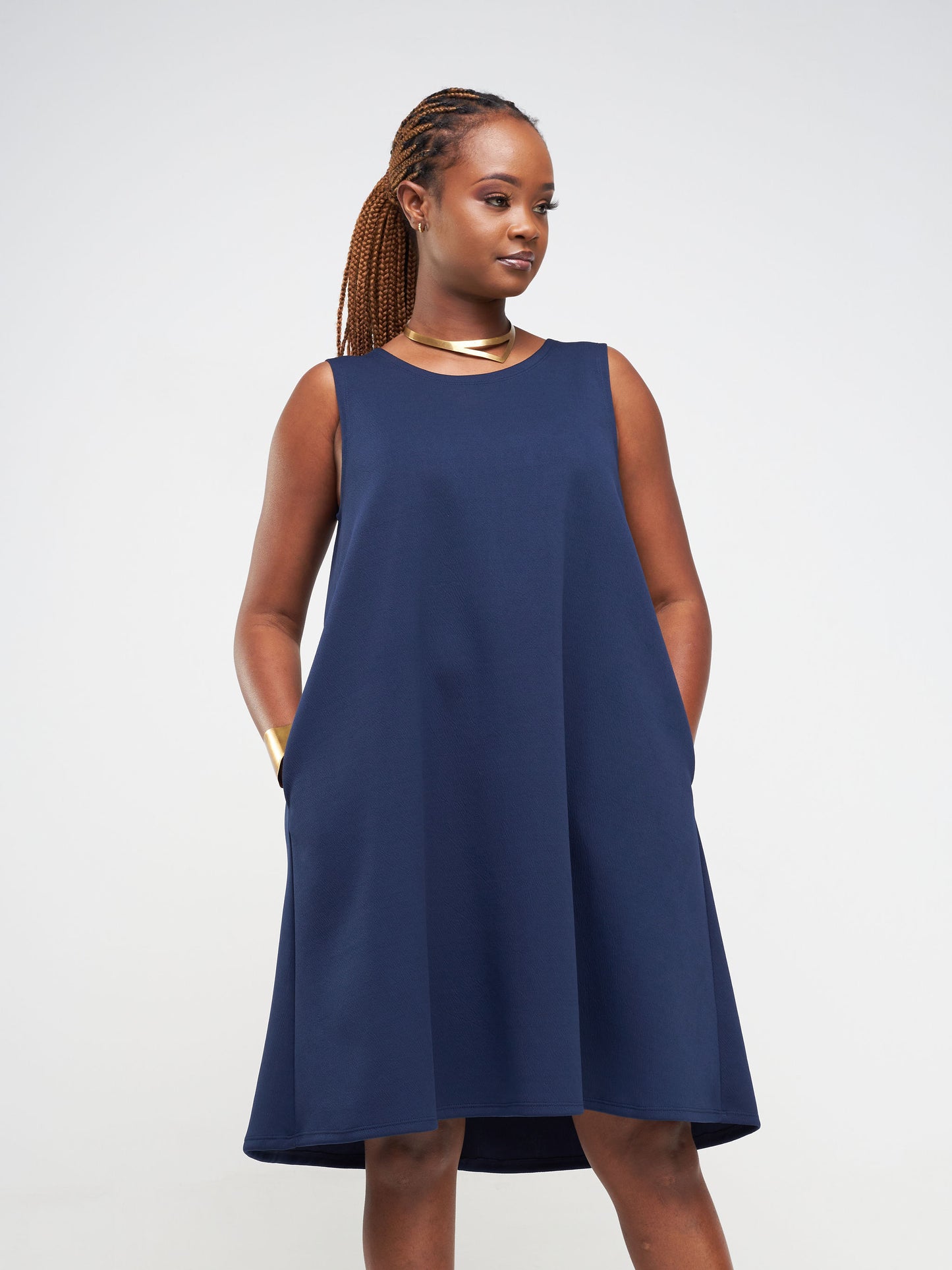 Vivo Hema Sleeveless Tent Dress - Navy Blue