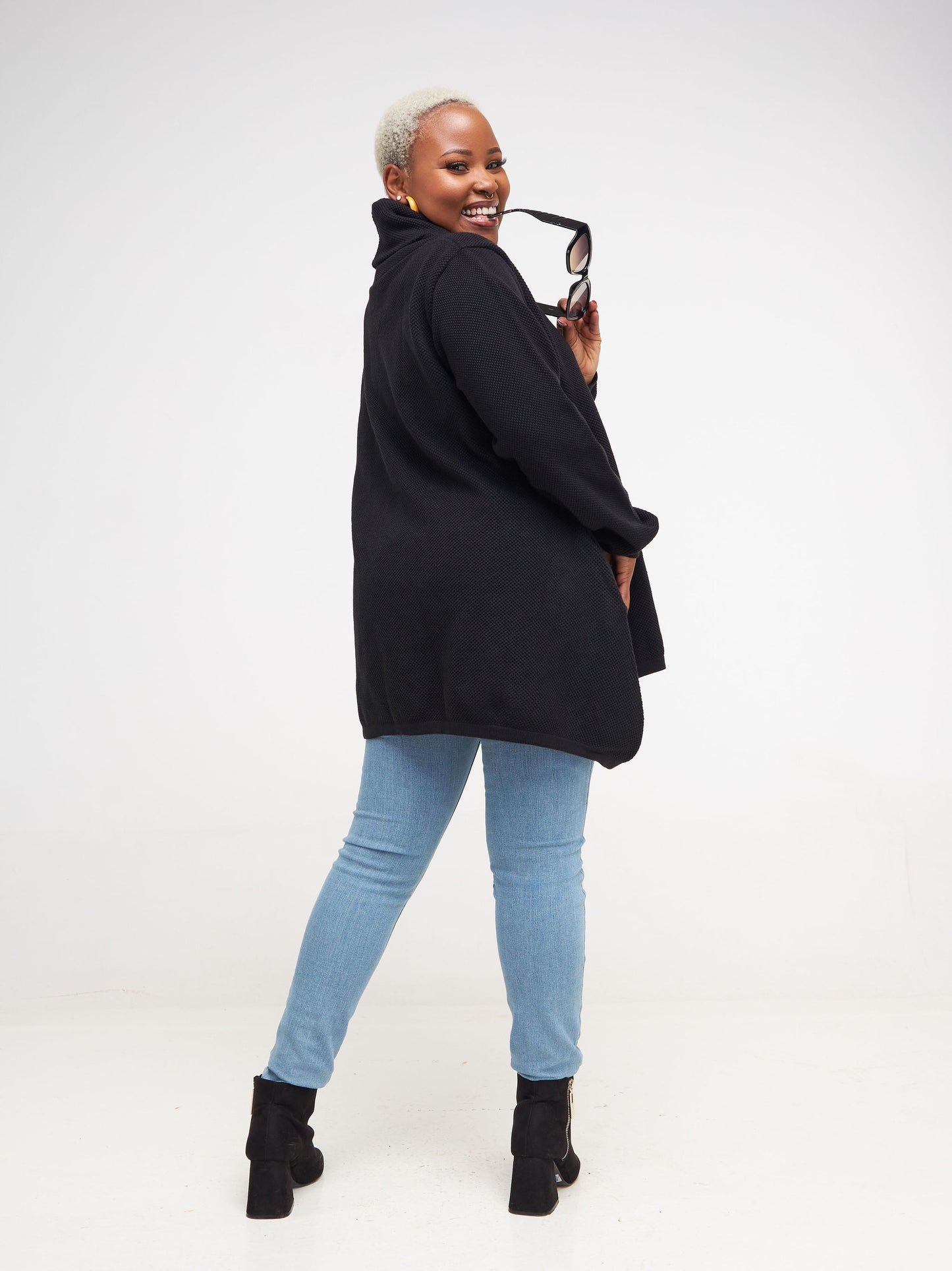 Vivo Cowl Neck Knit Sweater - Black