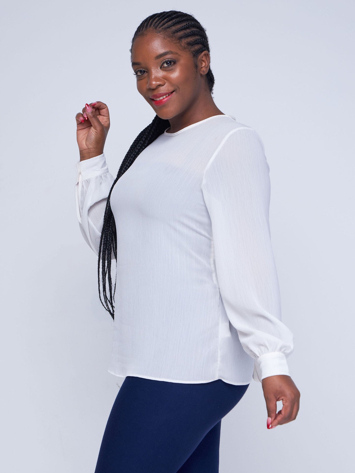 Vivo Laika Long Sleeve Tie Top - White