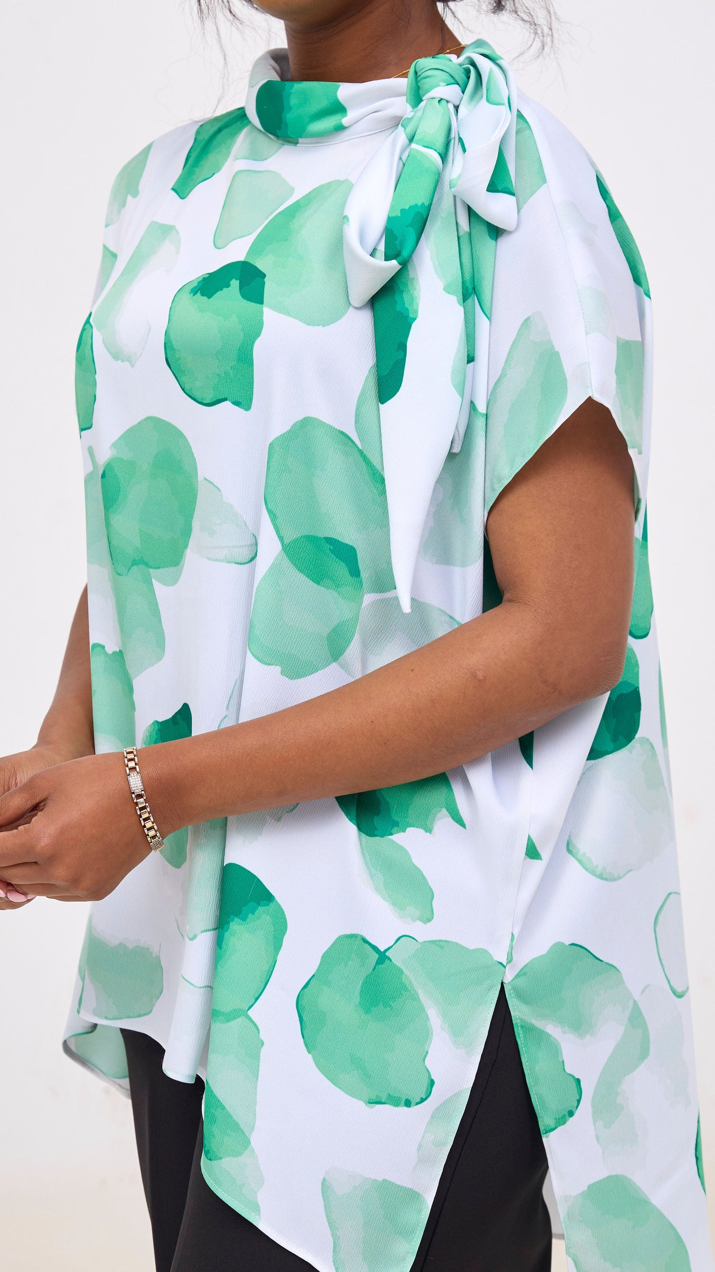 Vivo Takali Tunic Top - White / Green Arisi Print