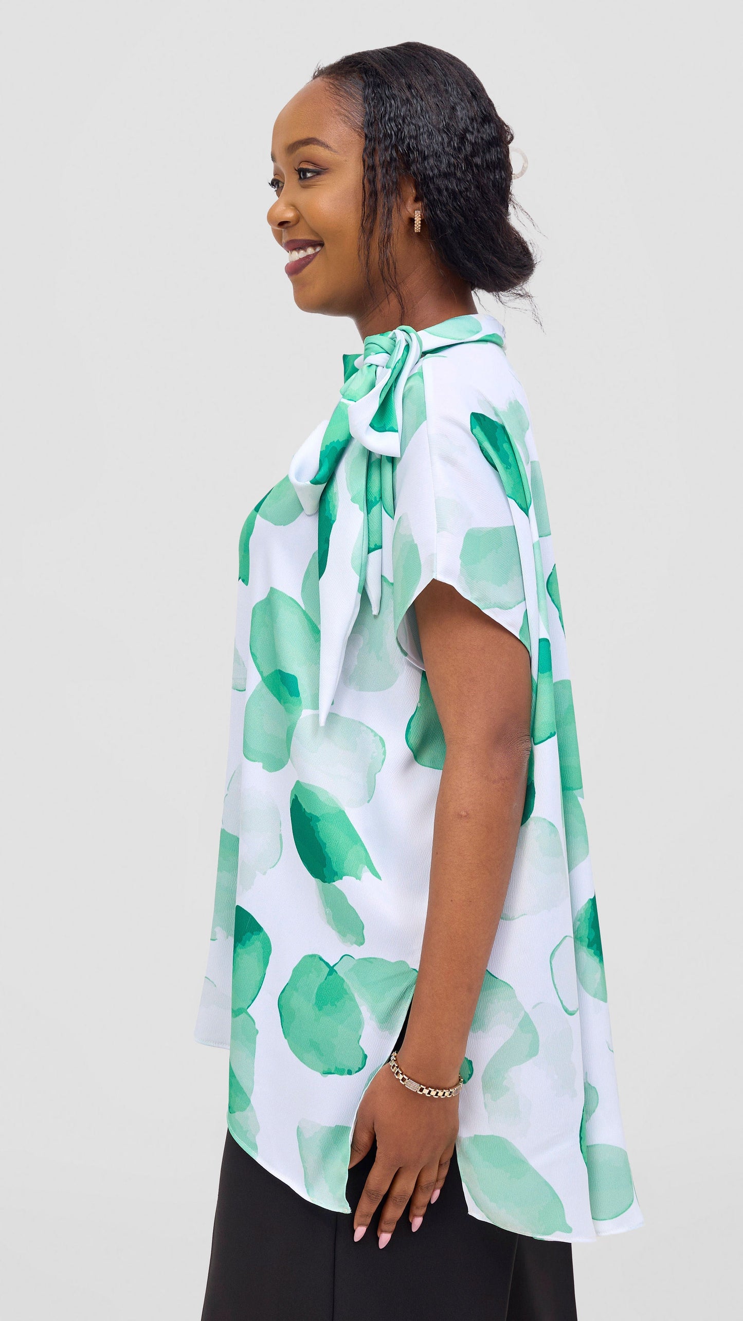 Vivo Takali Tunic Top - White / Green Arisi Print