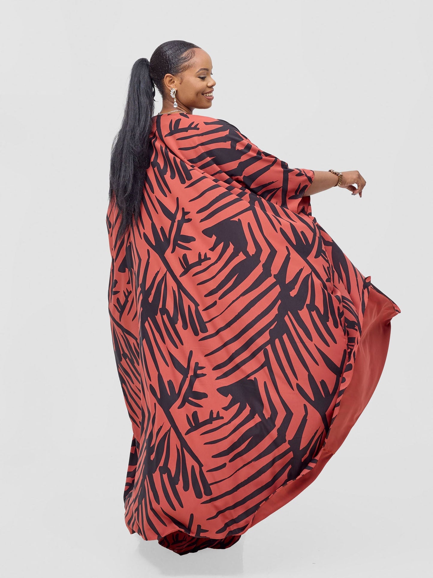 Vivo Ayla Maxi Kimono - Rust / Black Lala Print