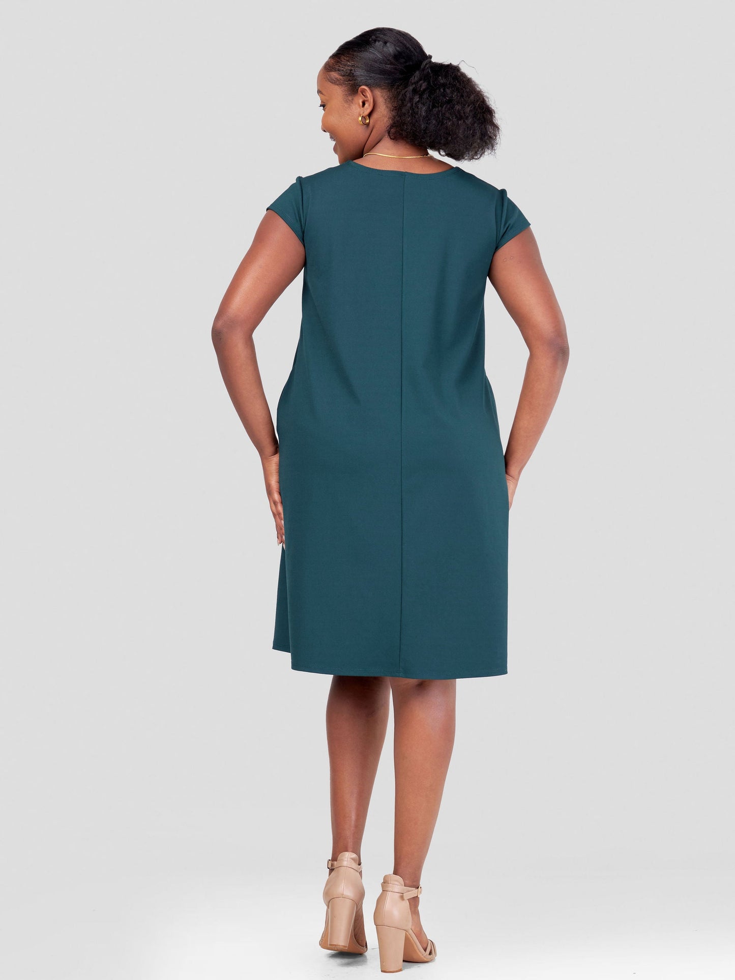 Vivo Jema Cap Sleeve Tent Dress - Dark Green