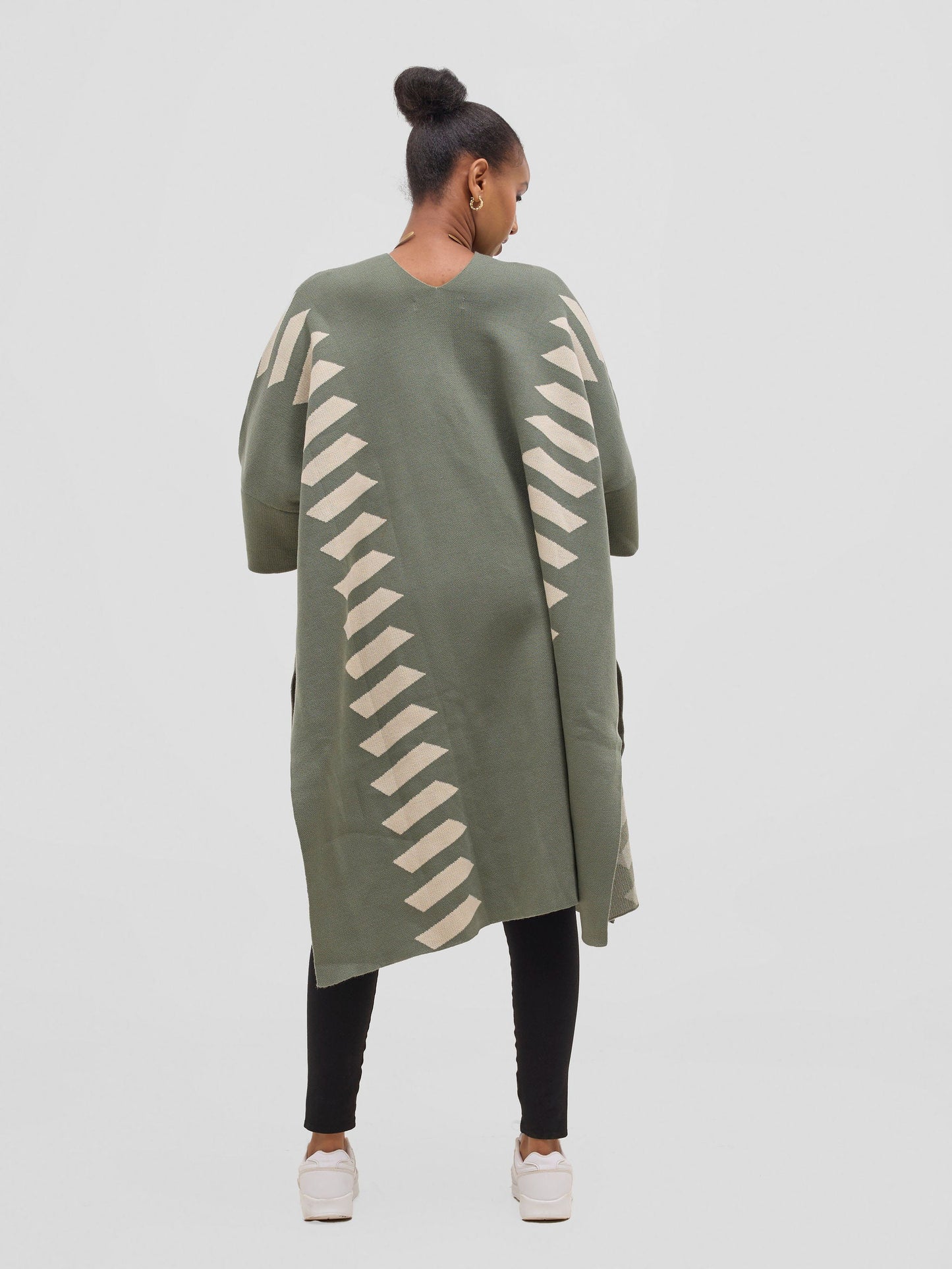Safari Dila Poncho - Dark Sage / Ivory
