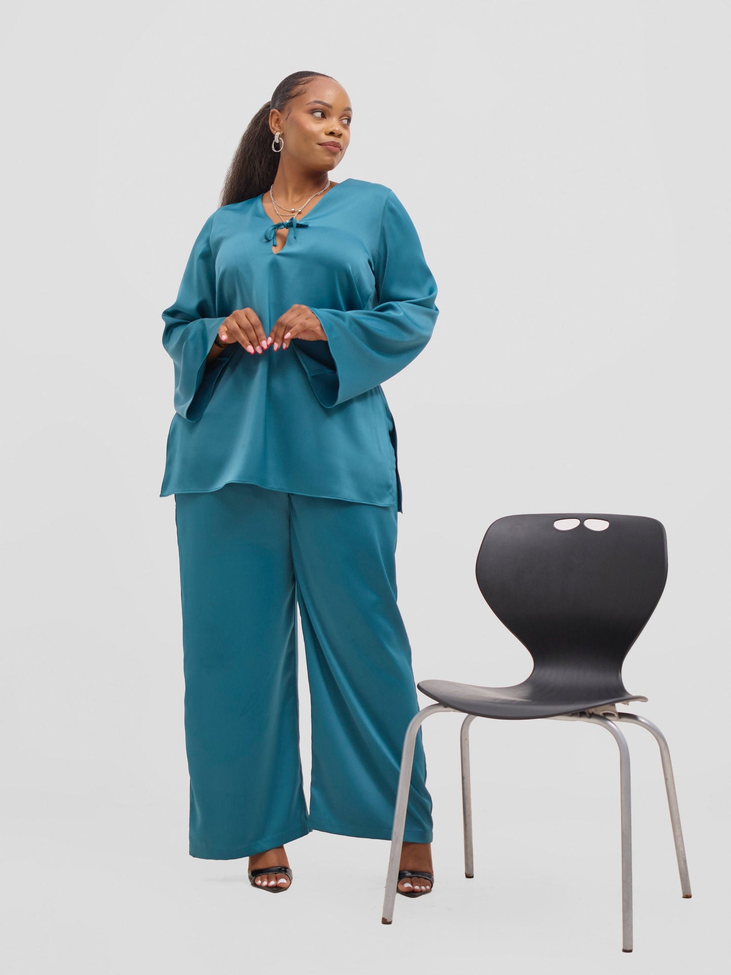 Vivo Yene High Slit Tunic Top - Light Teal
