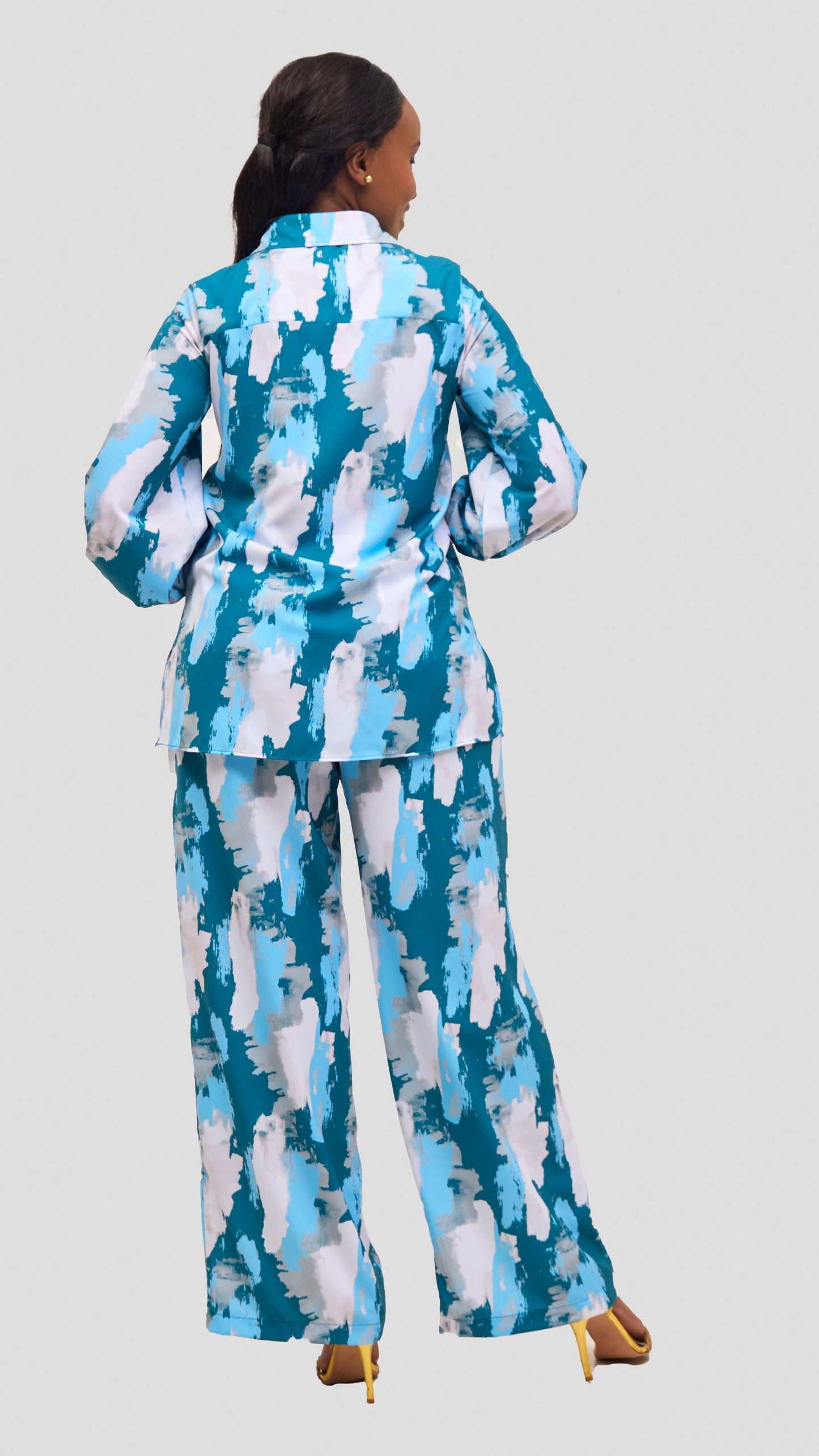 Vivo Wastani Drawstring Pants - Light Blue / Teal Marra Print