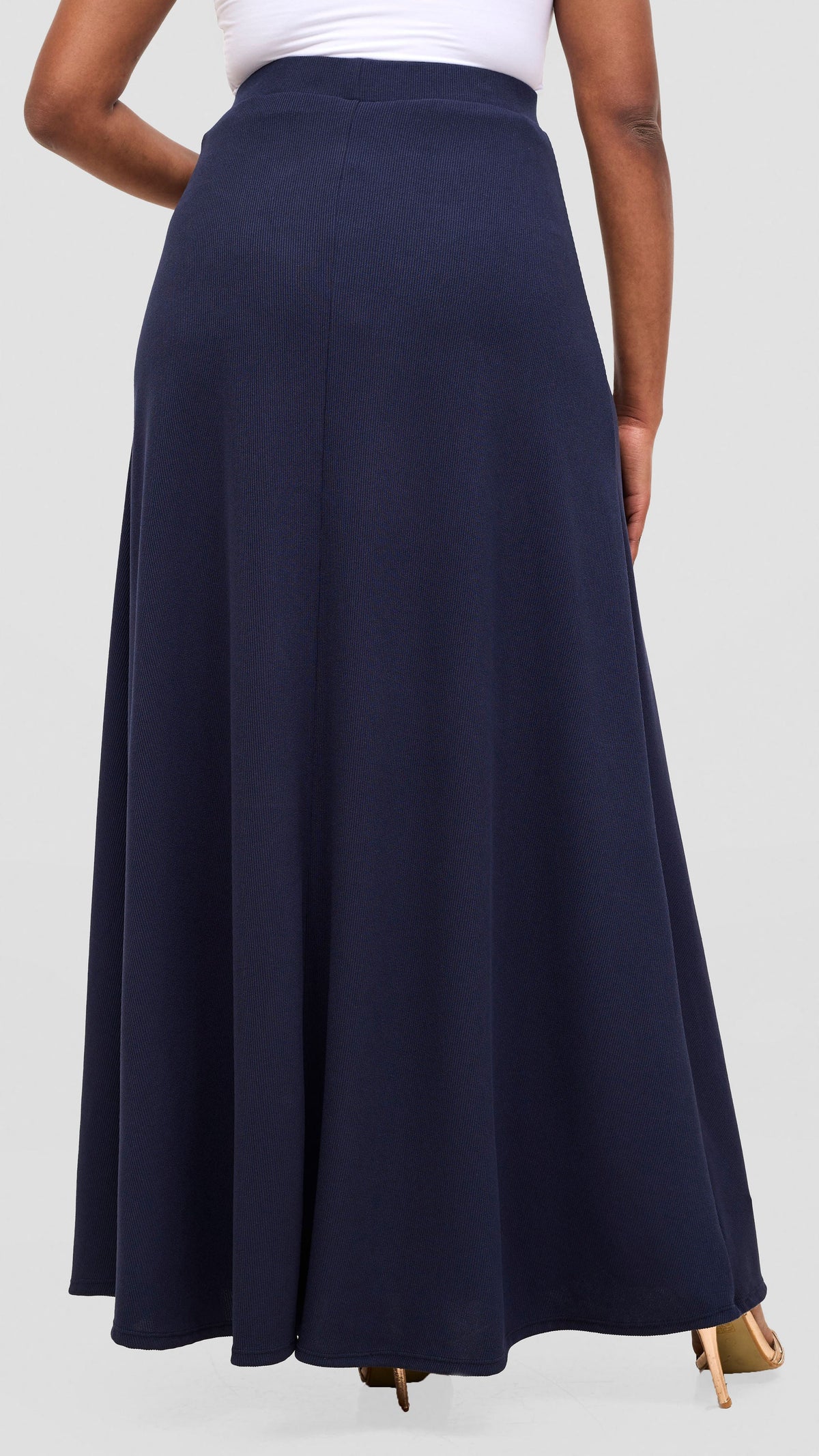 Vivo Tanda Maxi Skirt in Stretch Rib - Navy