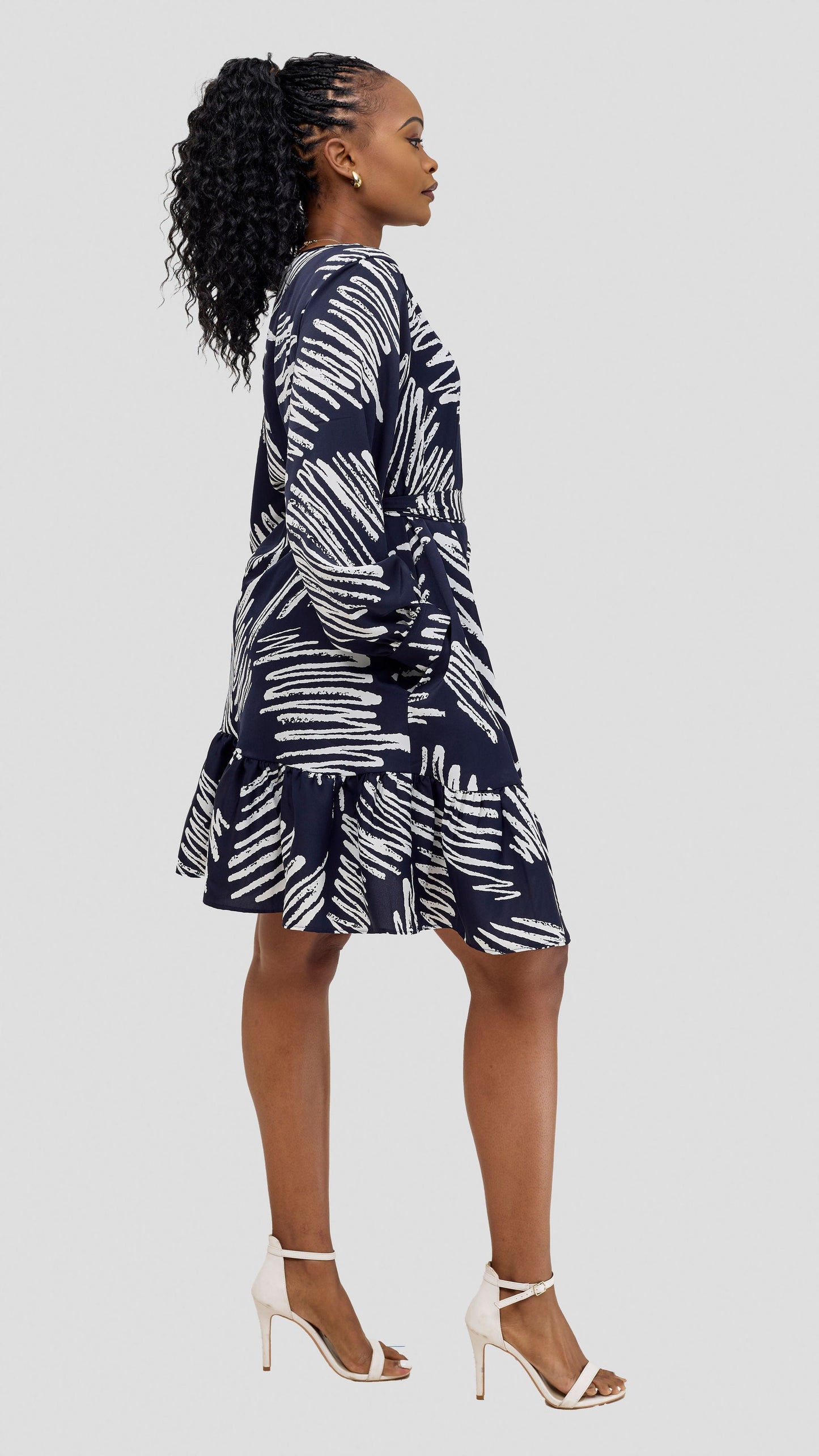 Vivo Serwa Tent Dress - Navy / White Print
