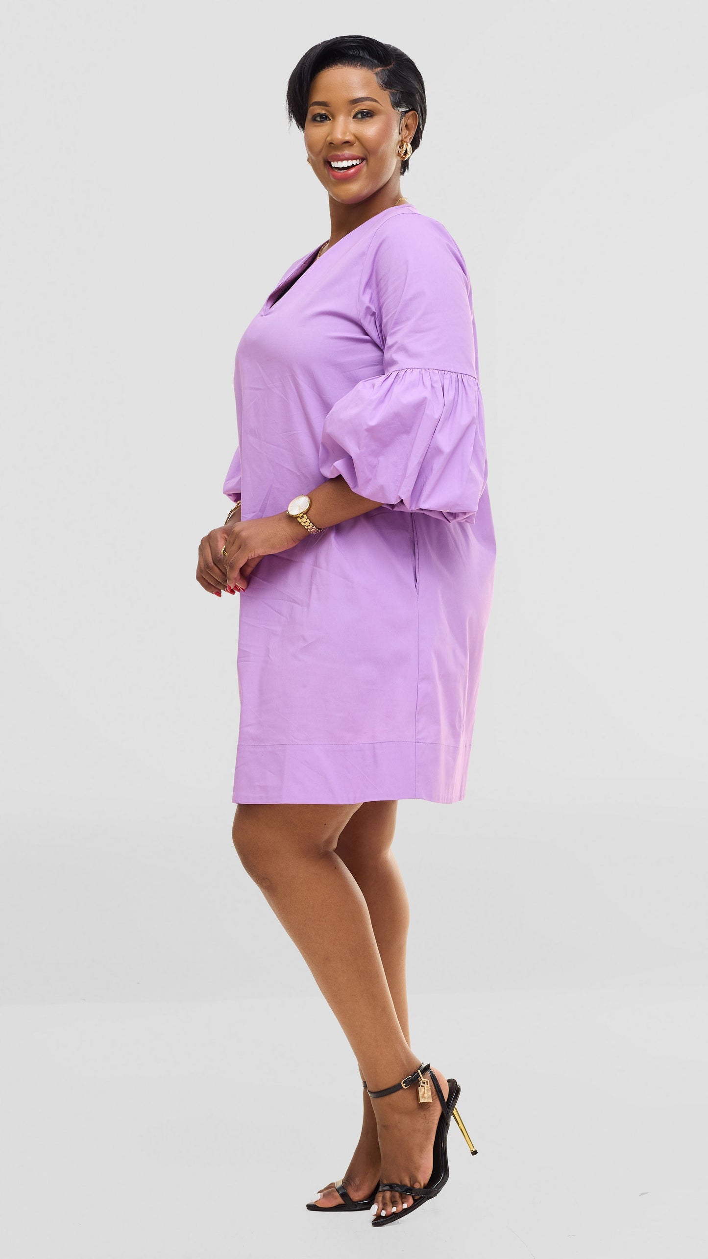 Vivo Lulu Cotton Tent Mini Dress - Lilac
