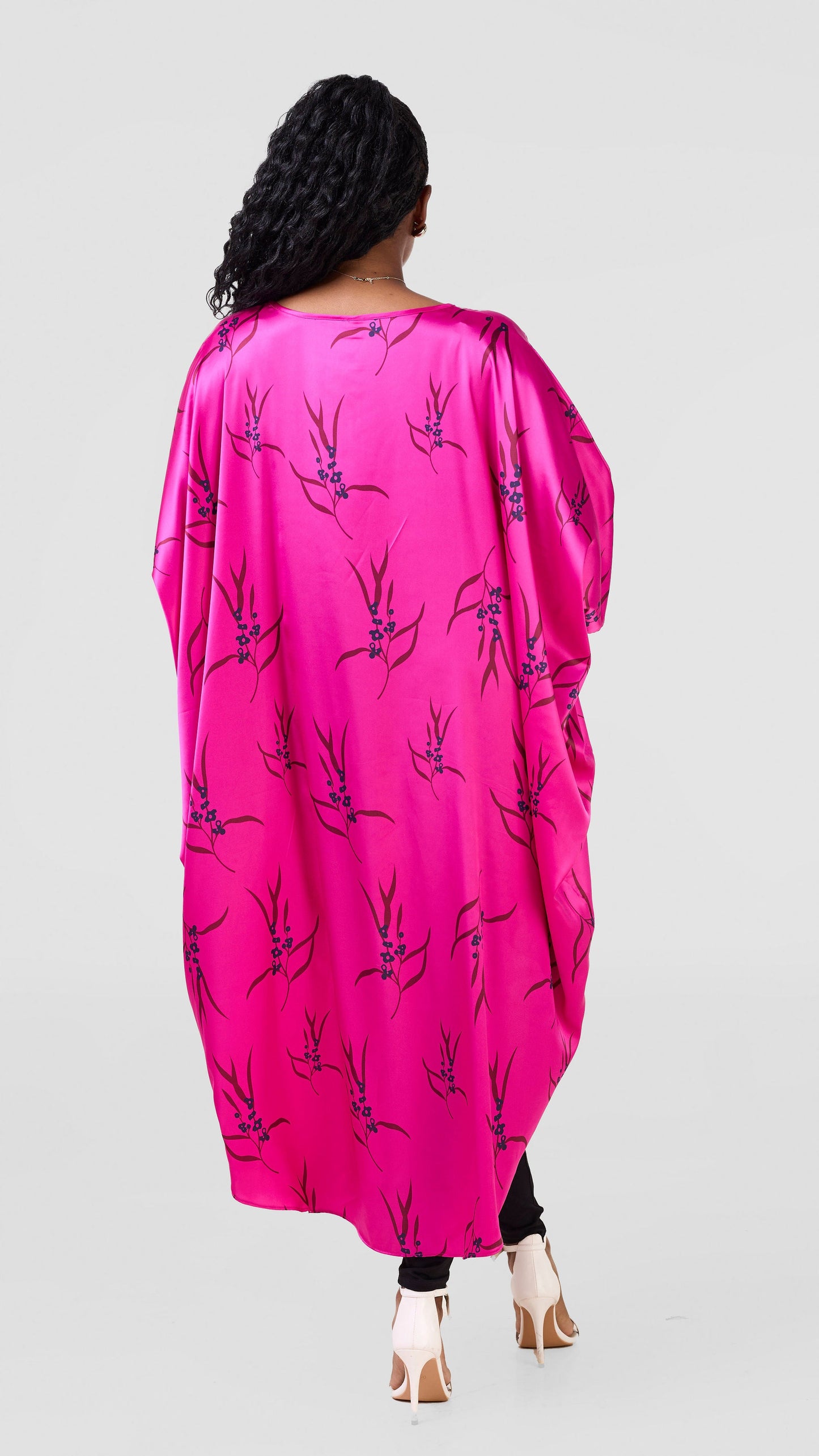 Vivo Hanabi Satin High Low Top - Fuschia / Navy Kari Print