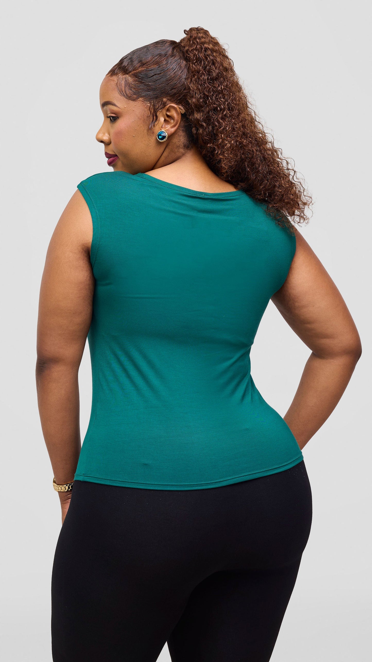 Vivo Jersey Halter Neck Tank Top - Teal
