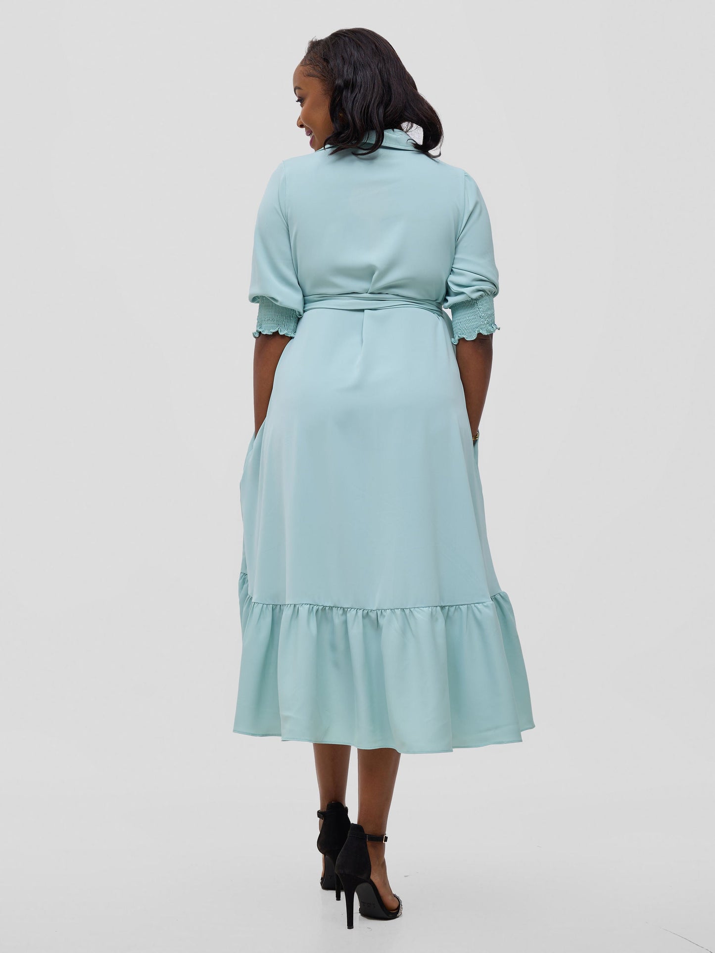 Vivo Serwa Flounce Dress - Sea Green