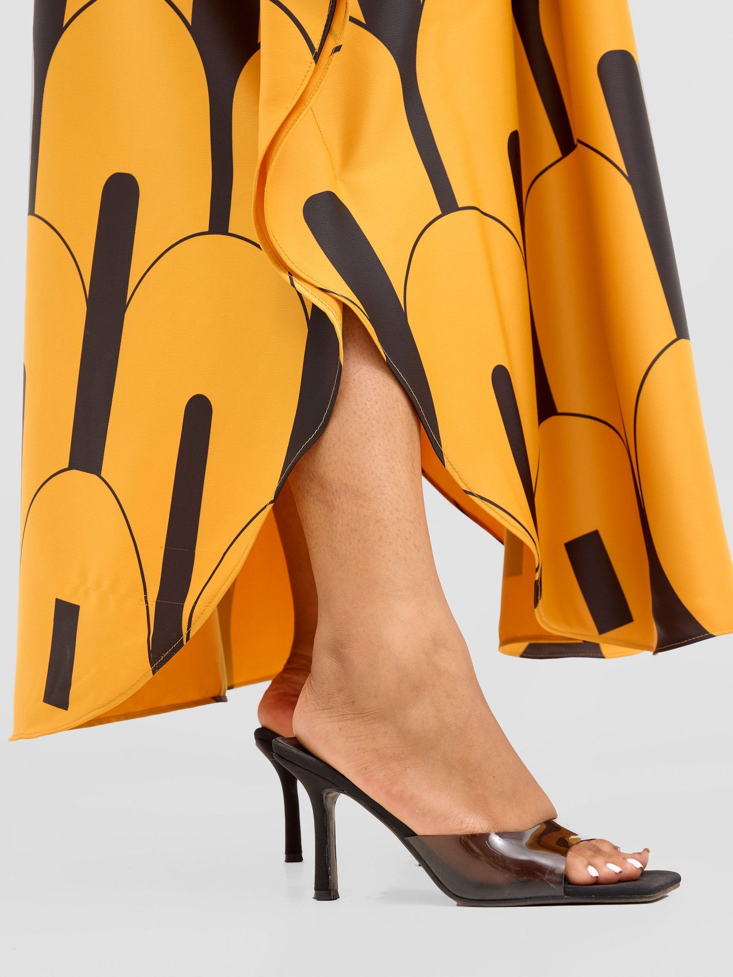 Vivo Amai Maxi Kaftan Dress - Mustard / Black Lango Print