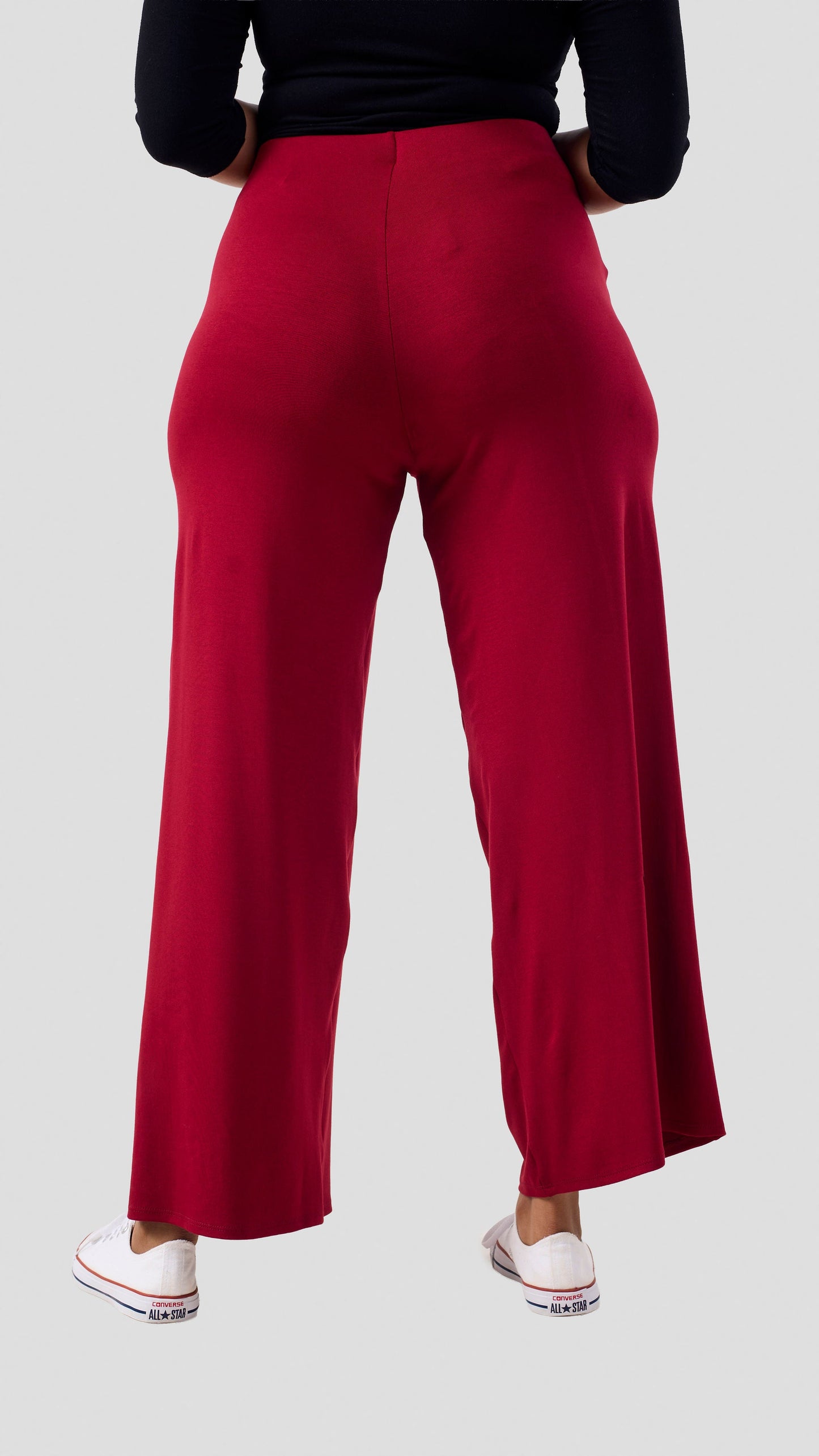 Vivo Chela Jersey Pallazo Pants - Dark Red