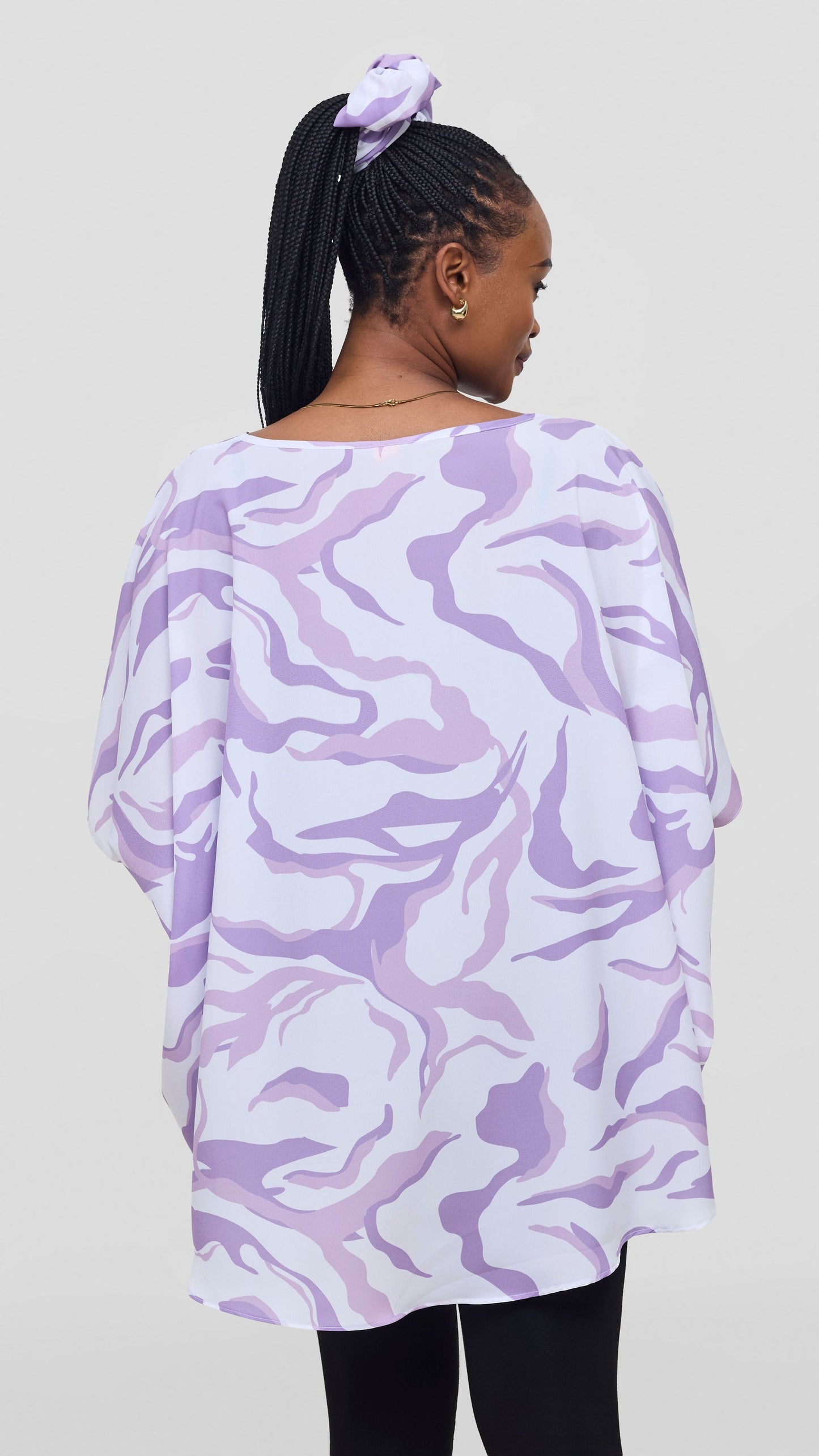 Vivo Maisha Wide High Low Top - White / Lilac Ika Print