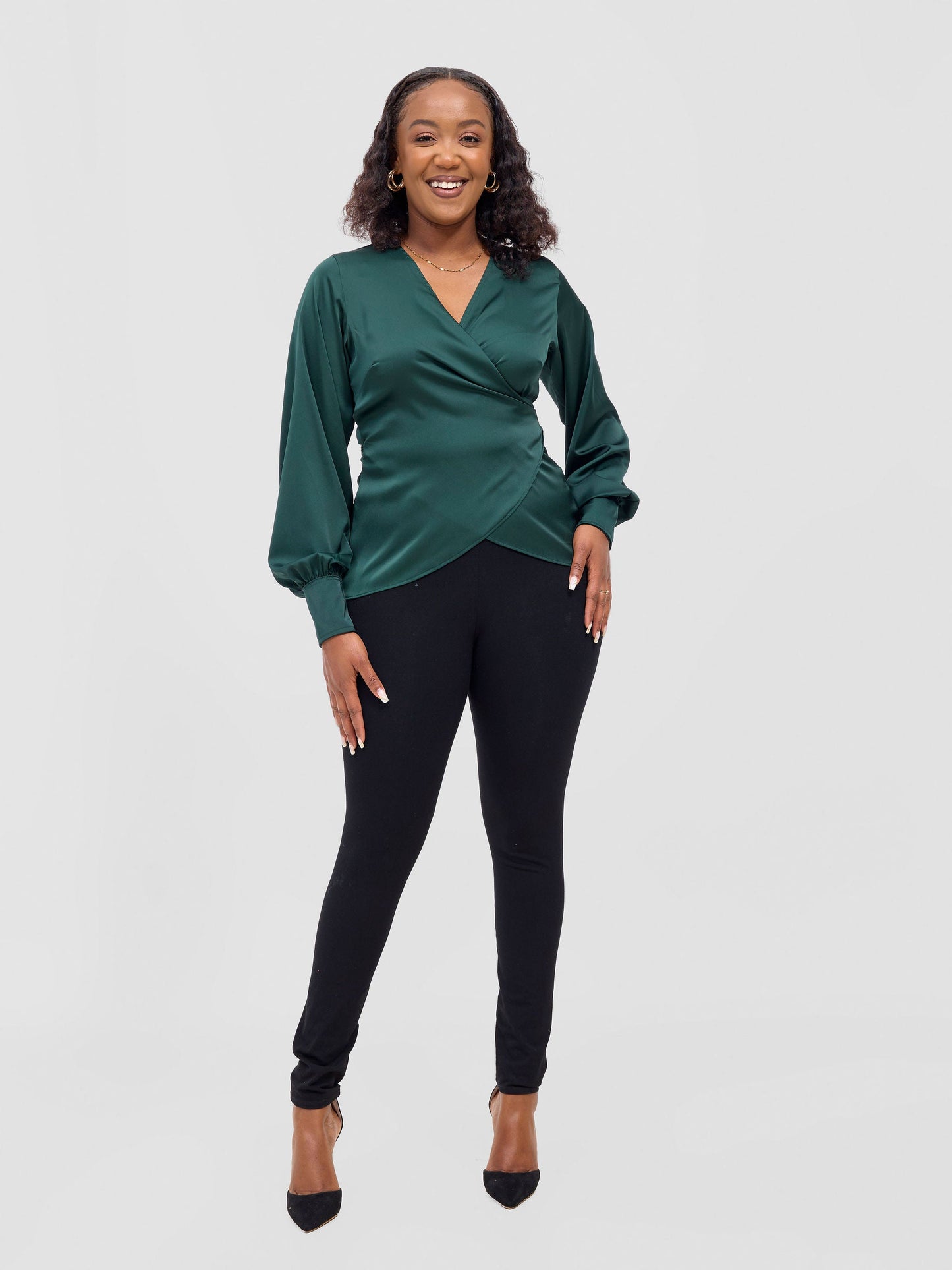 Vivo Merika Wrap Top - Dark Green