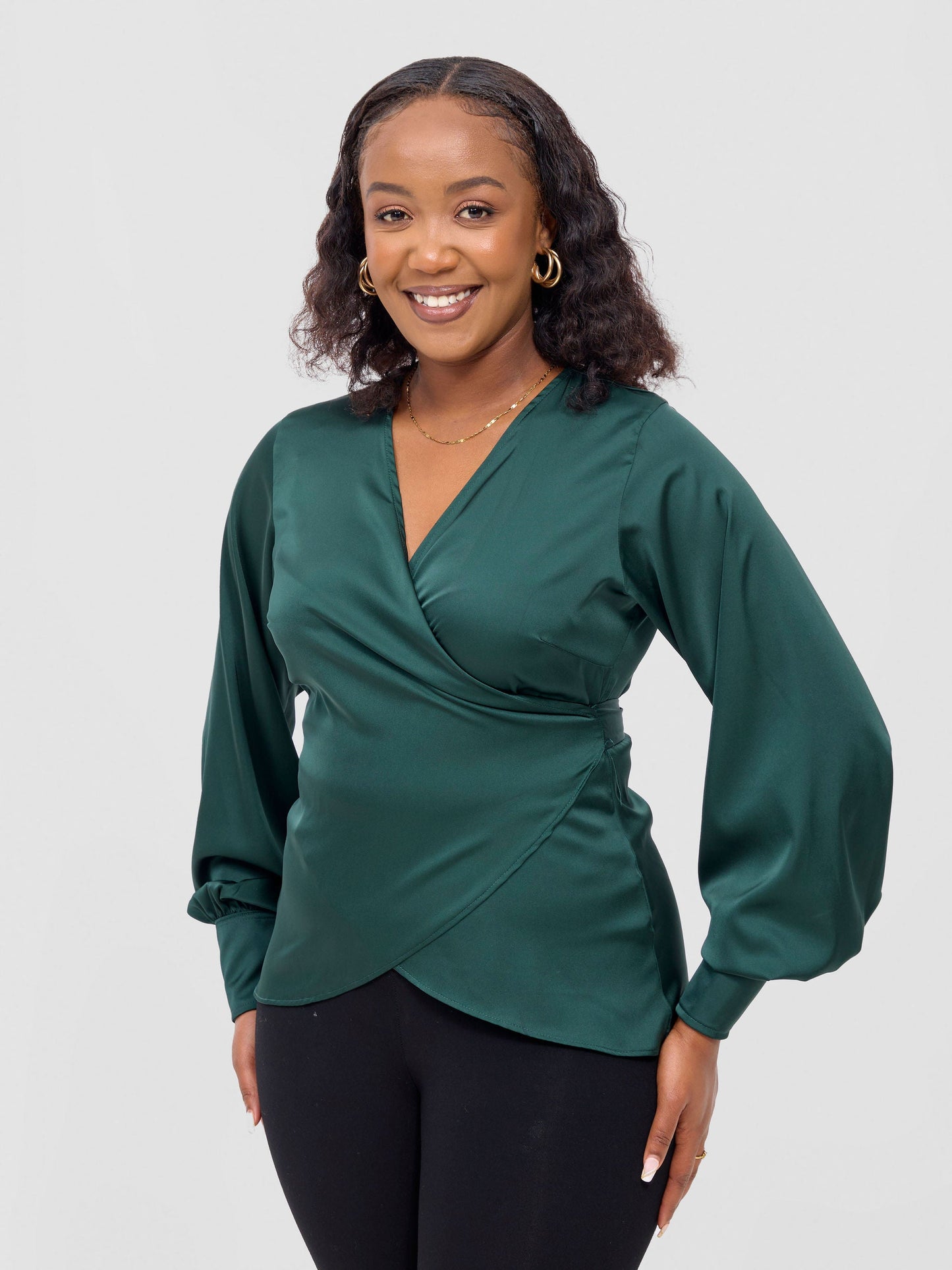 Vivo Merika Wrap Top - Dark Green