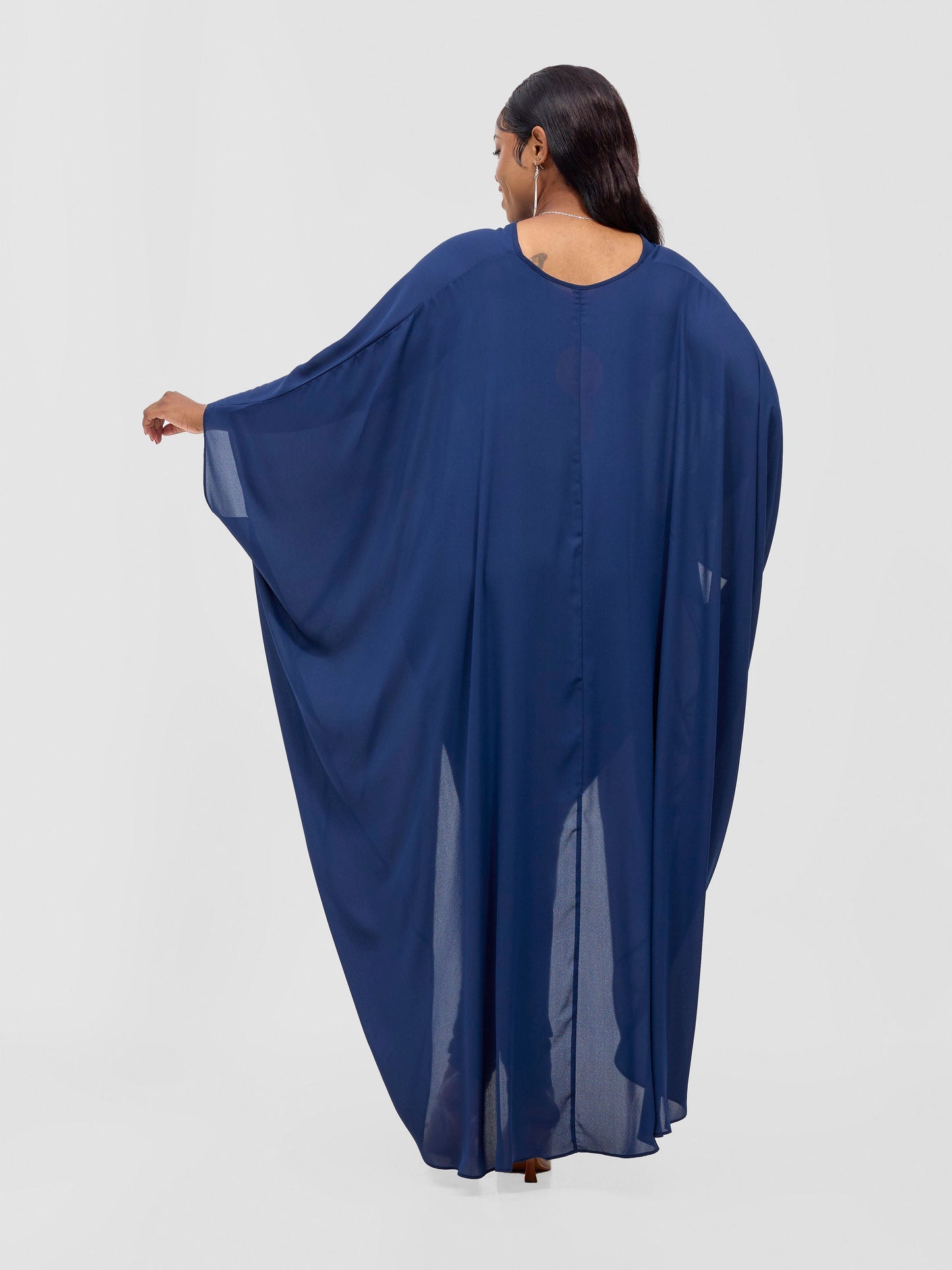 Vivo Malindi V-Neck High Low Kaftan Top - Light Navy