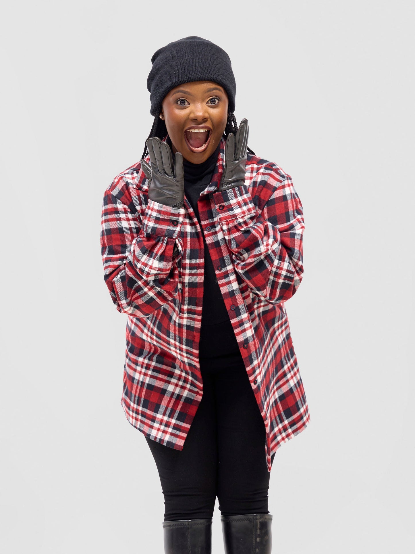 Zoya Aridi Unisex Shacket (Flannel) - Red Flannel